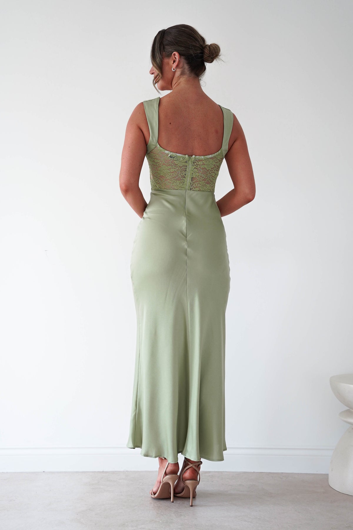 Cleo Lace Detail Maxi Dress | Sage Green-Oh Hello Clothing