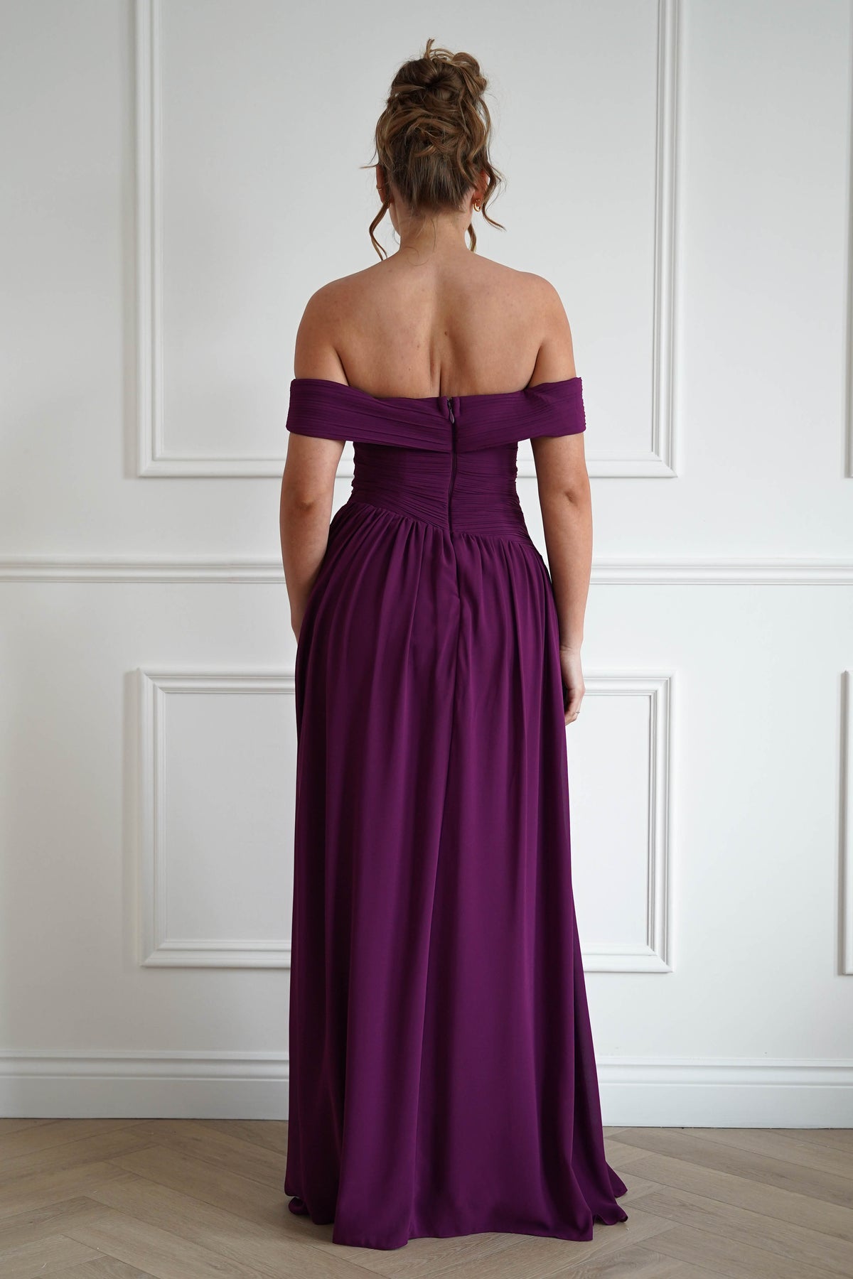 Connie Off The Shoulder Chiffon Maxi Dress | Plum-Oh Hello Clothing