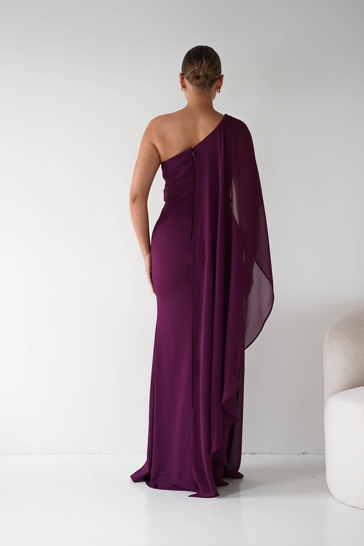 Criselda One Shoulder Chiffon Maxi Dress | Plum-Oh Hello Clothing