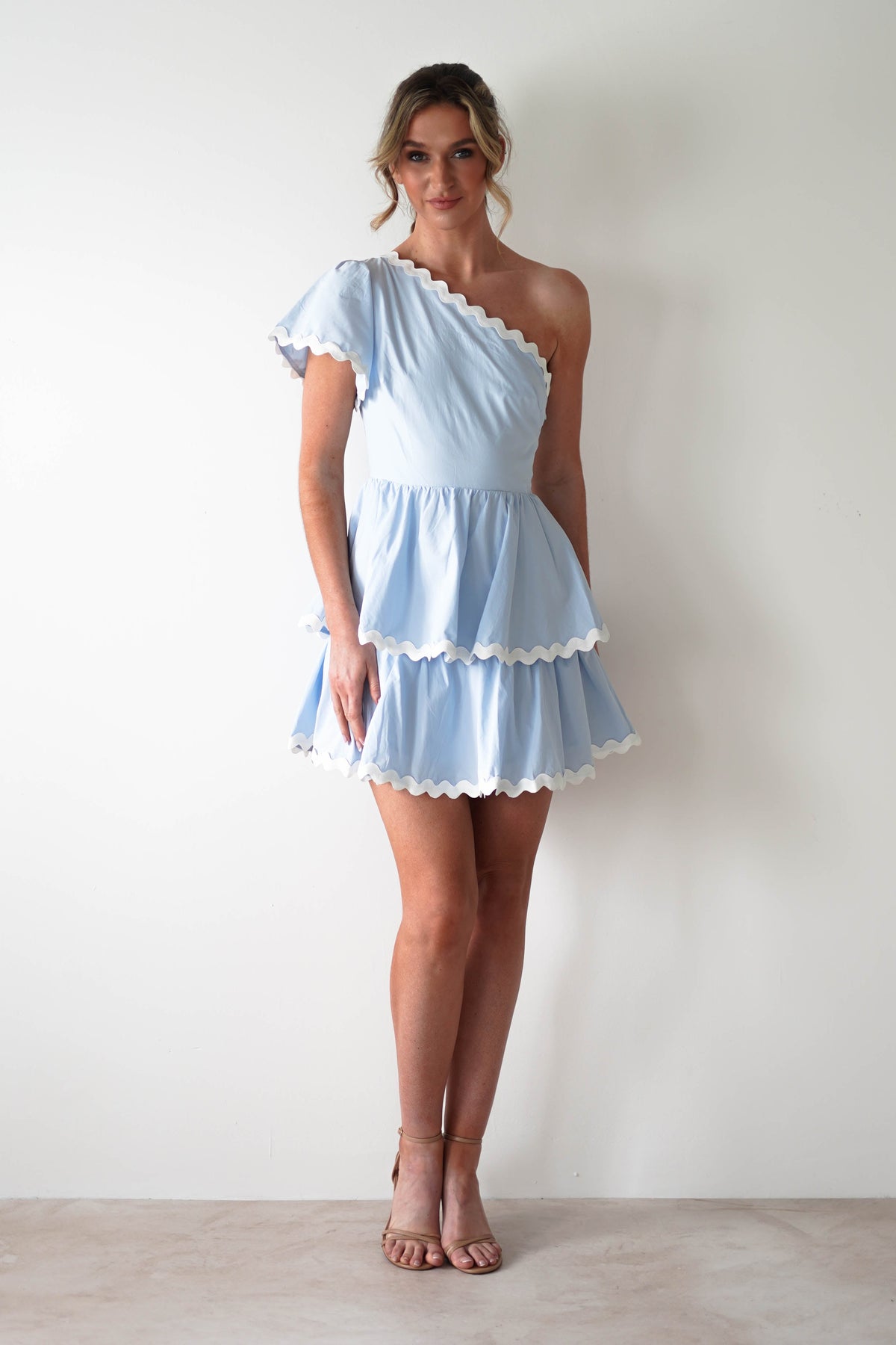 * DONE - 63963 BABY BLUE BODYCON RUFFLE MIDI | Baby Blue **KAARLO**-Oh Hello Clothing