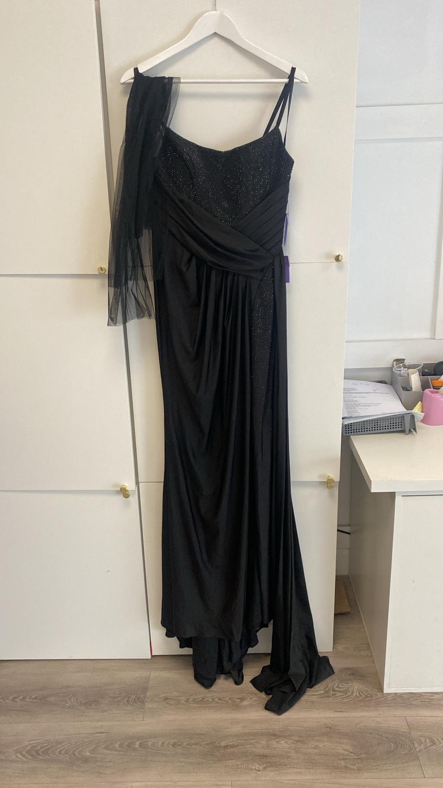 * DONE- CD0201 BLACK DIAMANTE BUST GOWN WITH HIGH SLIT | Black ***CIND-Oh Hello Clothing
