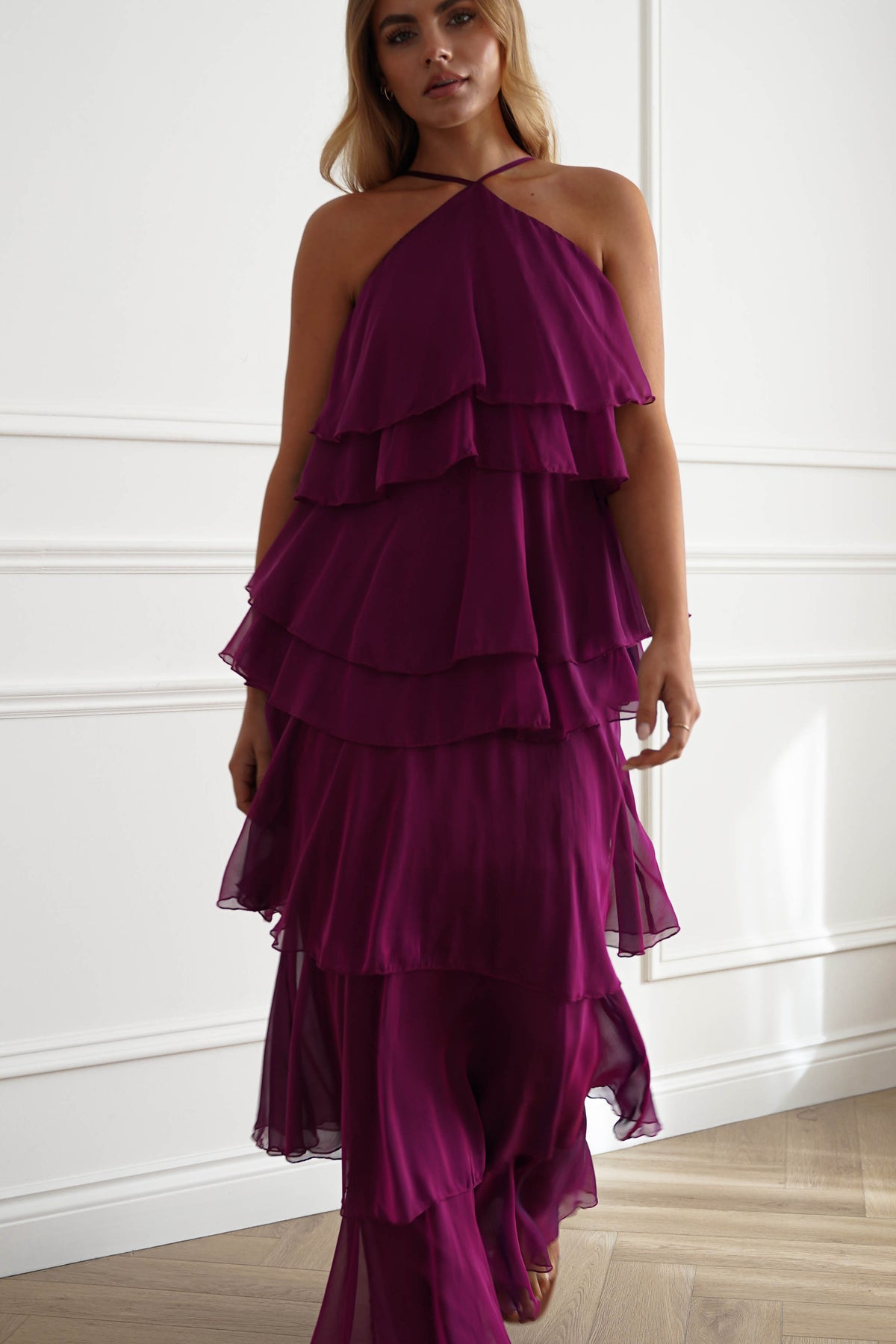 Oh Hello Clothing Women > Clothing > Dresses Liora Soft Ruffle Maxi Dress | Plum