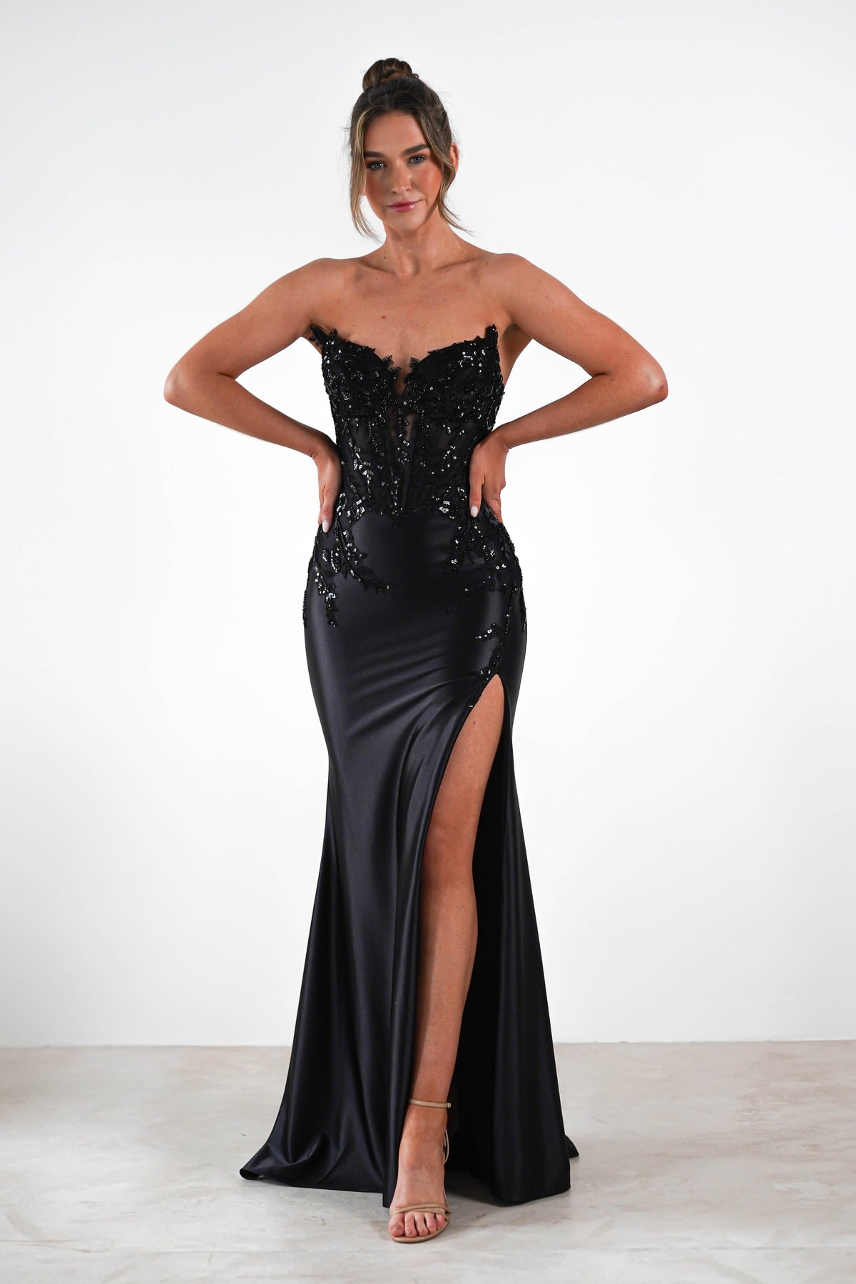 Dallas Luxe Embellished Gown | Black-Oh Hello Clothing
