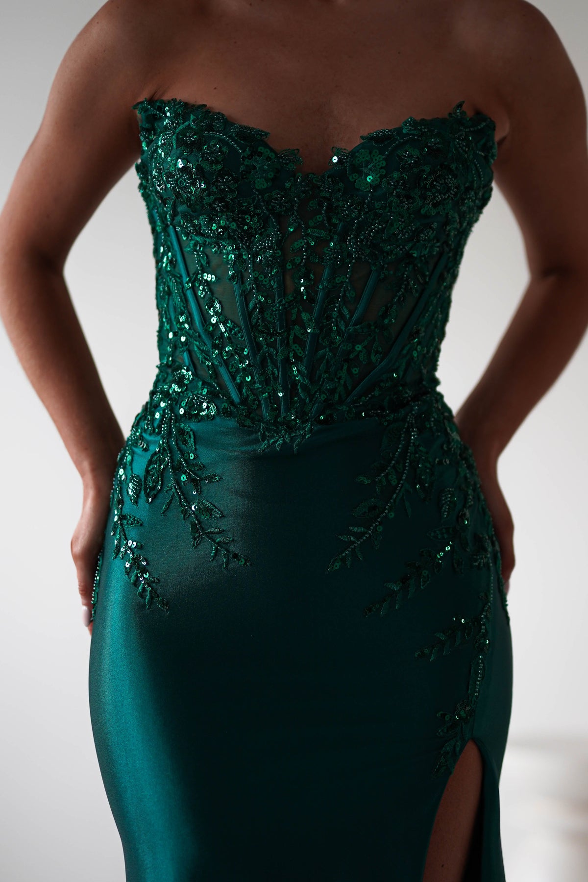 Dallas Luxe Embellished Gown | Emerald Green-Oh Hello Clothing