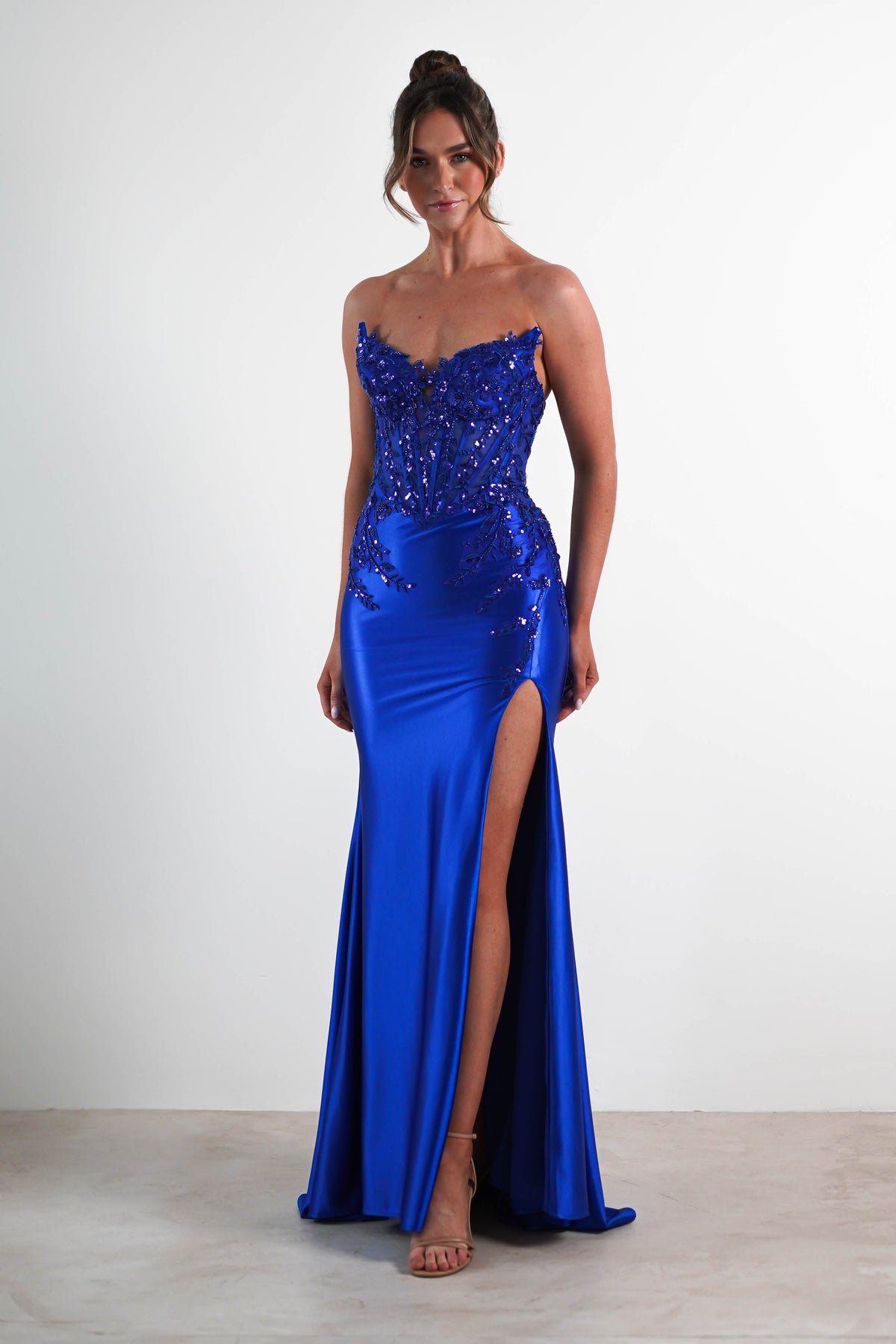 Dallas Luxe Embellished Gown | Royal Blue-Oh Hello Clothing