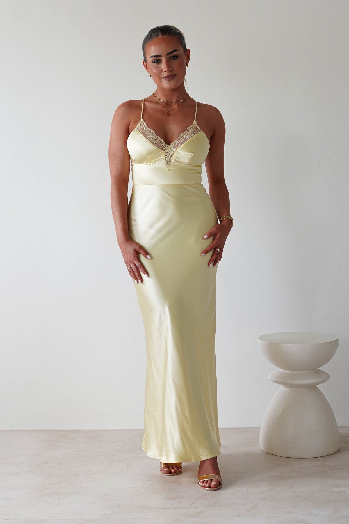 Dawn Soft Satin Maxi Dress | Yellow-Oh Hello Clothing
