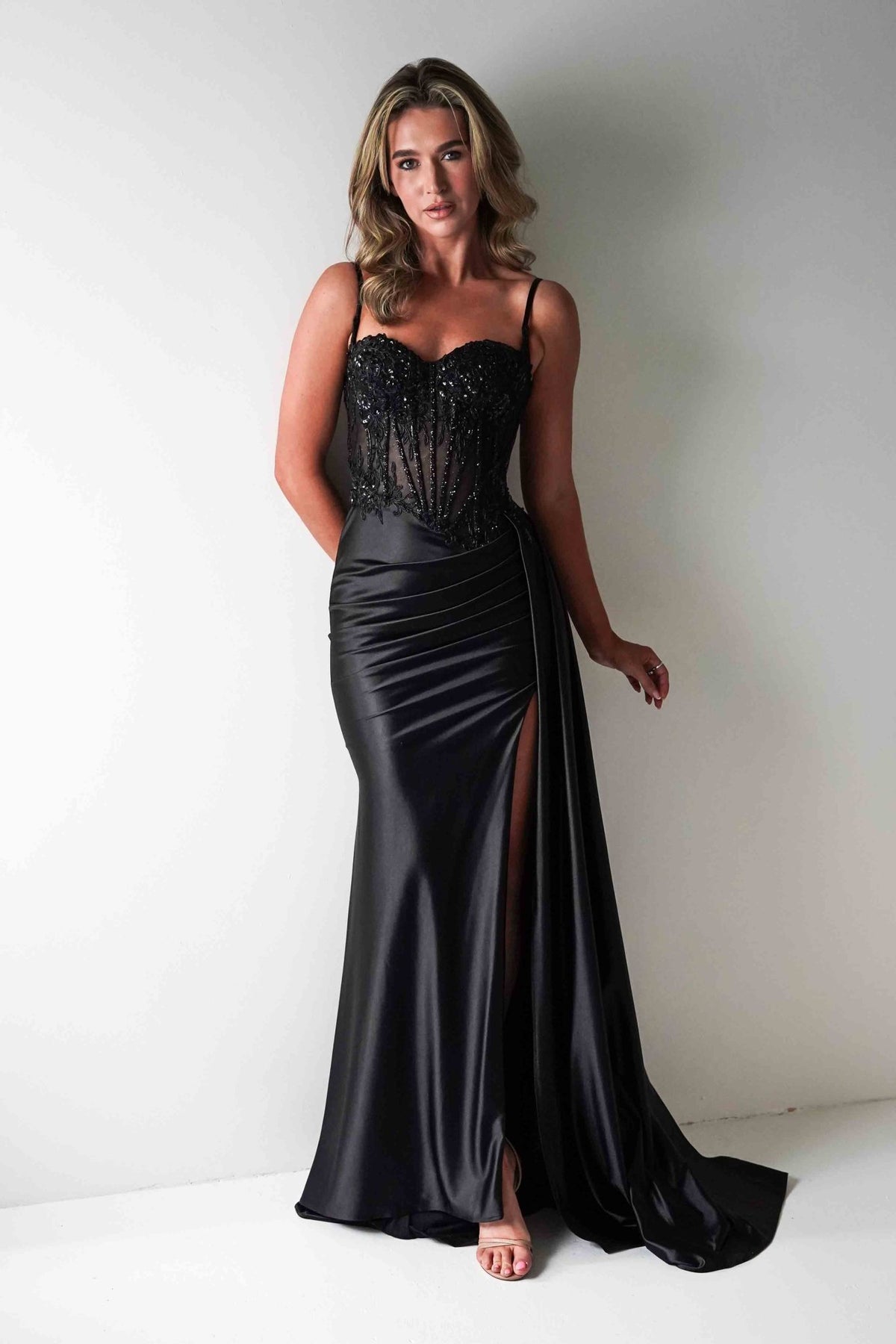Diva Embellished Corset Gown | Black-Oh Hello Clothing