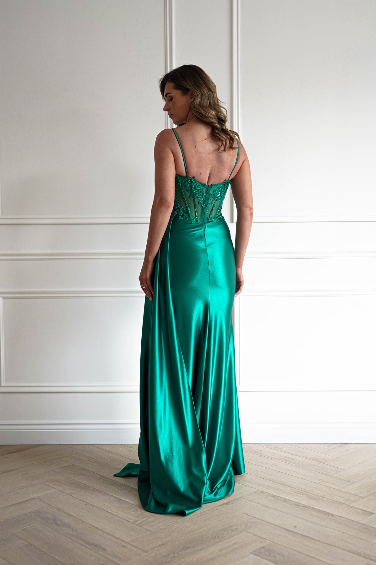 Diva Embellished Corset Gown | Emerald Green-Oh Hello Clothing