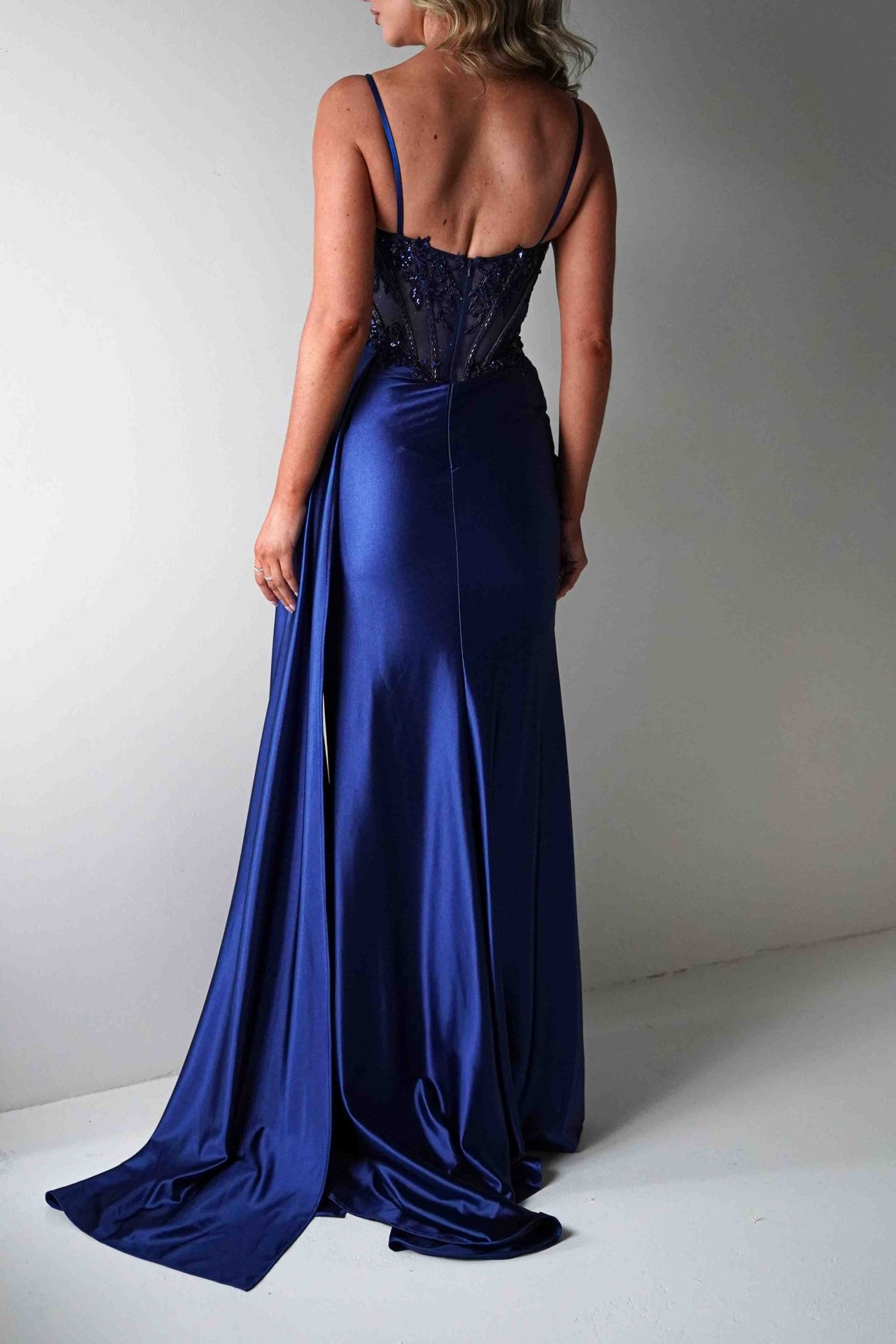 Diva Embellished Corset Gown | Royal Navy-Oh Hello Clothing