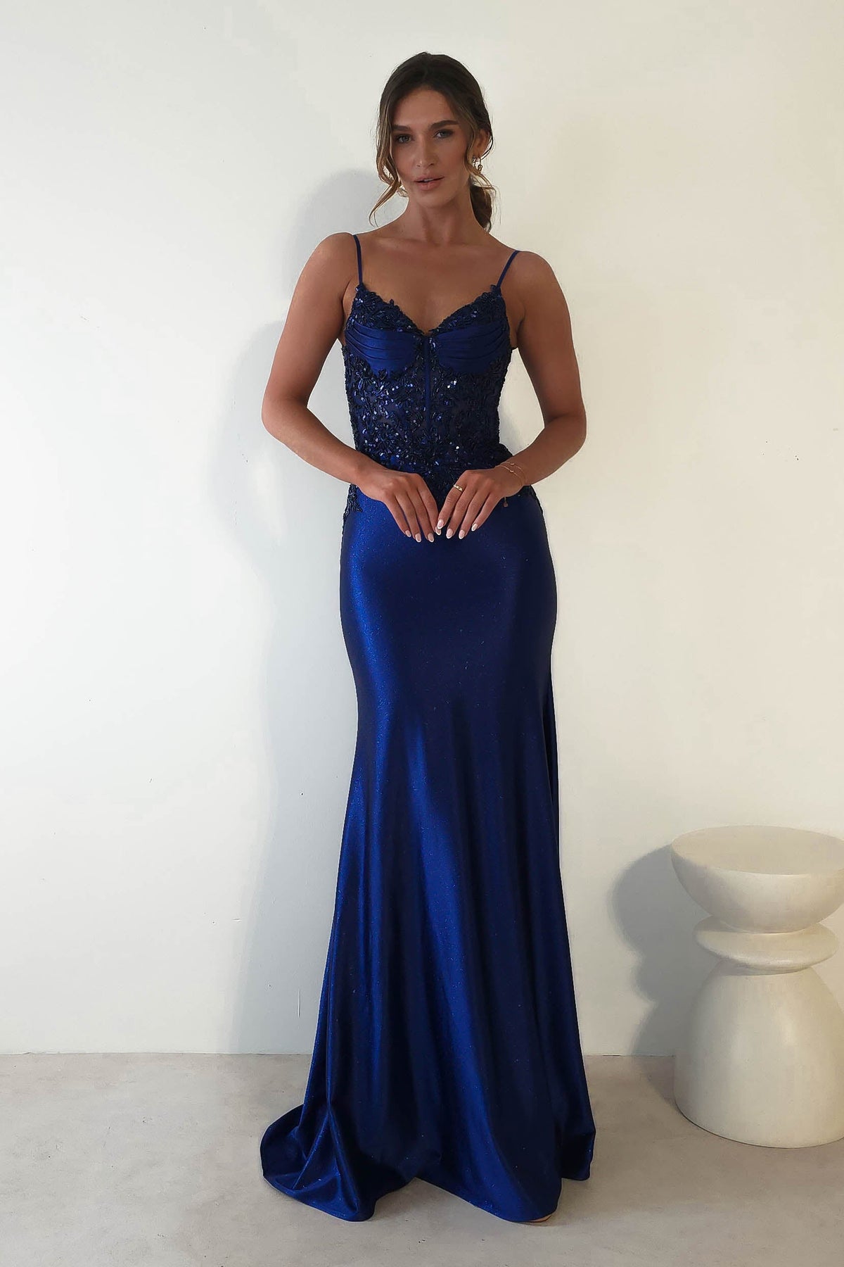 Eternity Glitter Bodycon Gown | Midnight Blue-Oh Hello Clothing