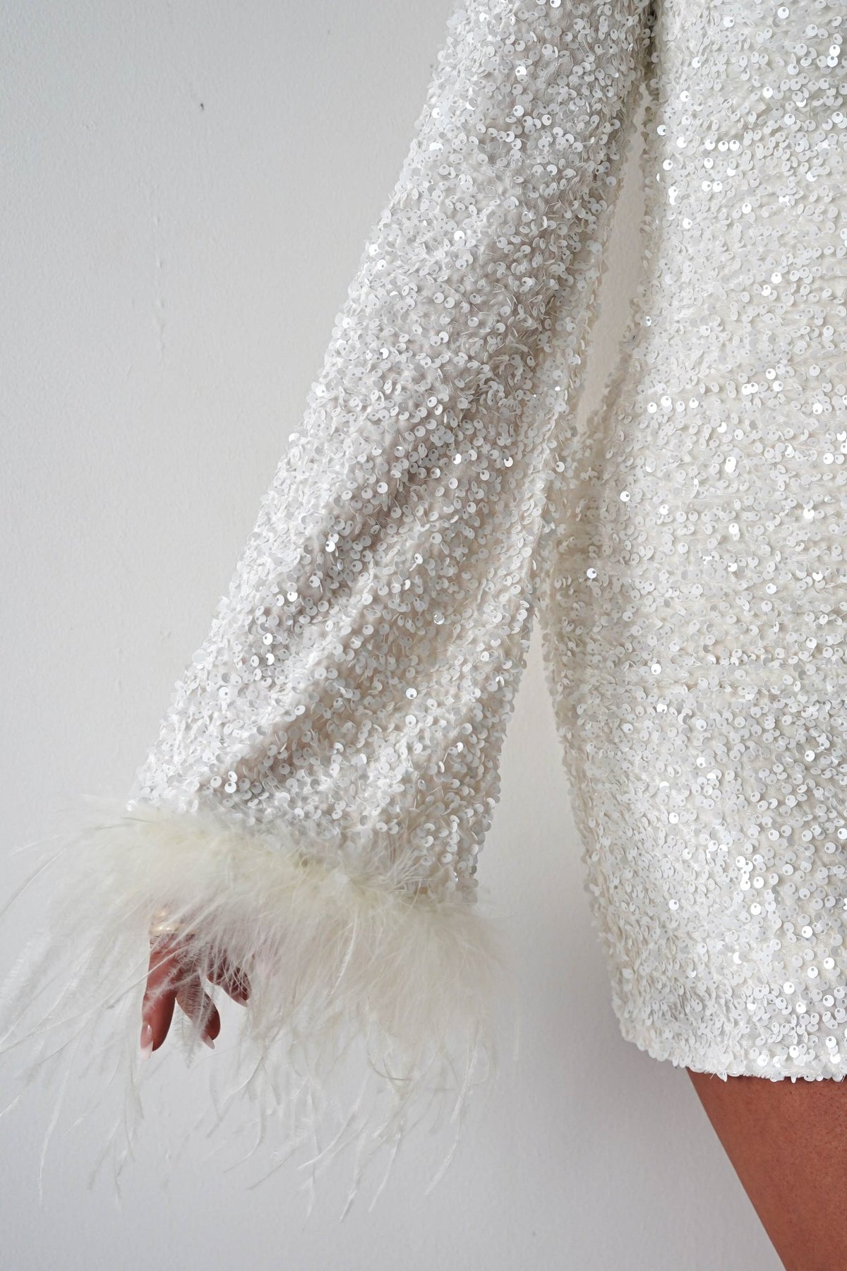 Eve Long Sleeve Sequin Mini Dress | Ivory