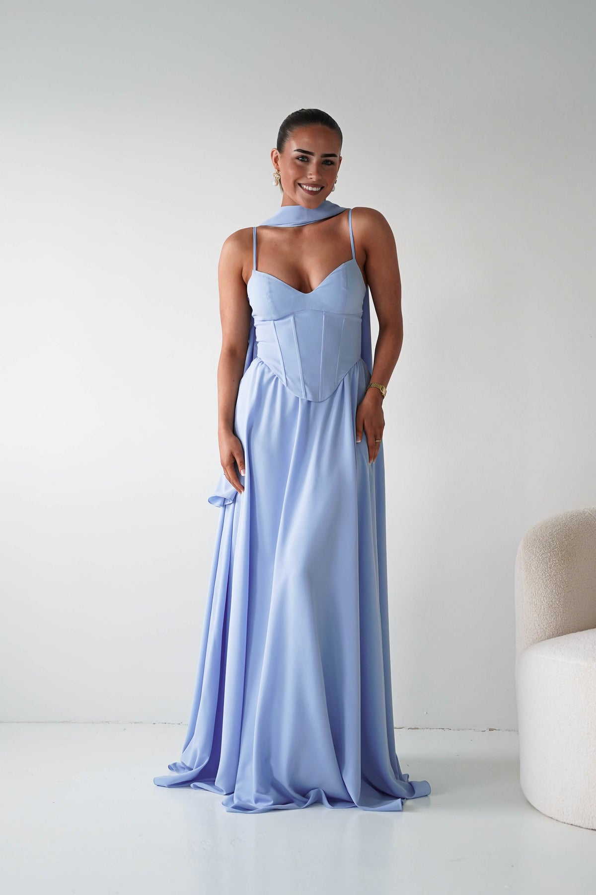 Felicity Lace Up Corset Maxi Dress | Blue-Oh Hello Clothing