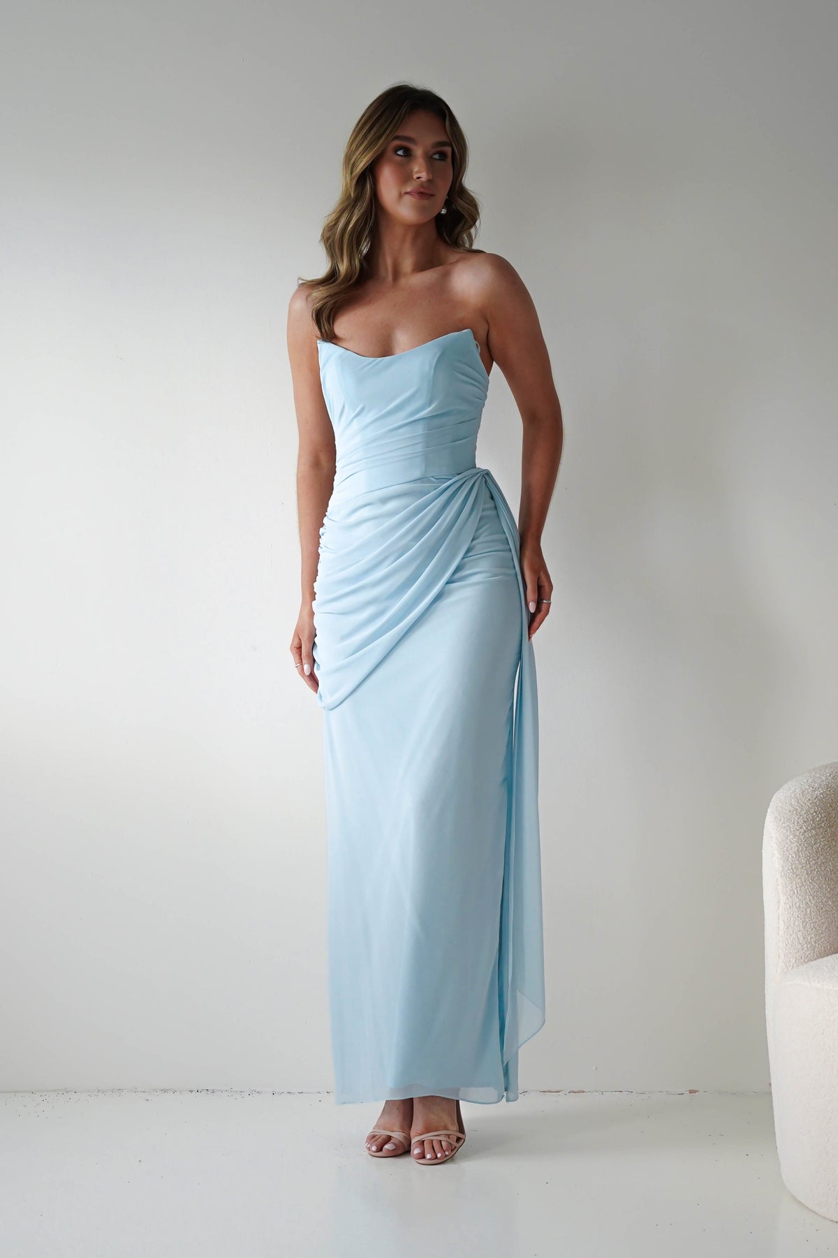 Finn Strapless Draped Maxi Dress | Blue-Oh Hello Clothing