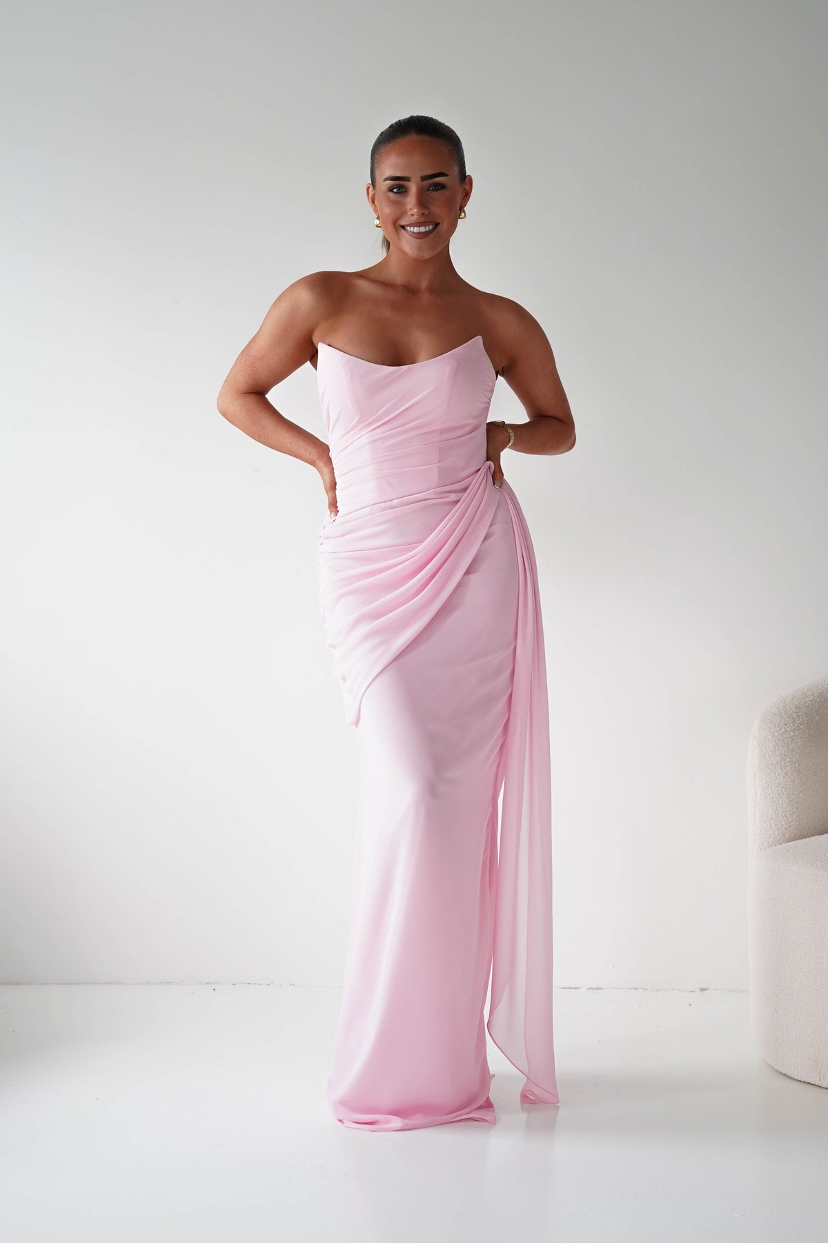 Finn Strapless Draped Maxi Dress | Pink-Oh Hello Clothing