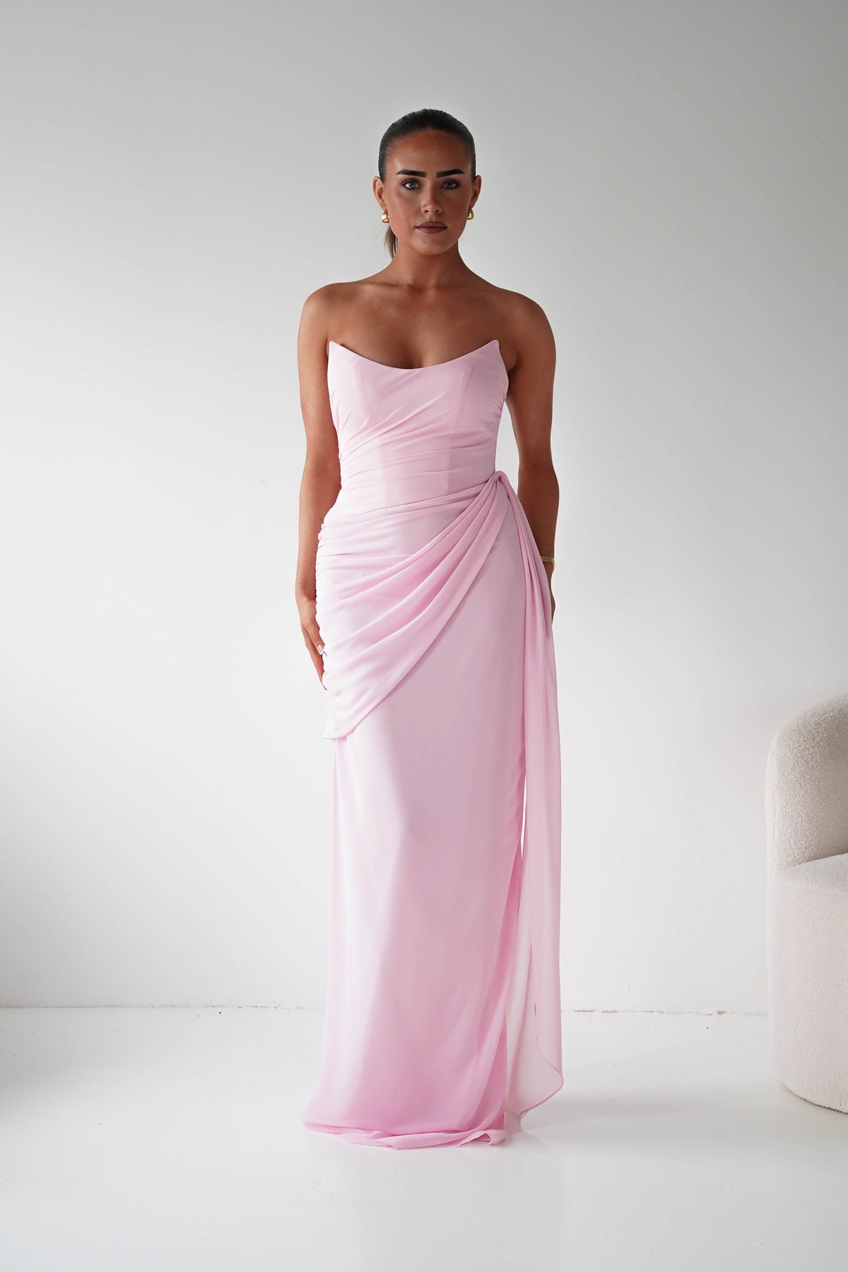 Finn Strapless Draped Maxi Dress | Pink-Oh Hello Clothing