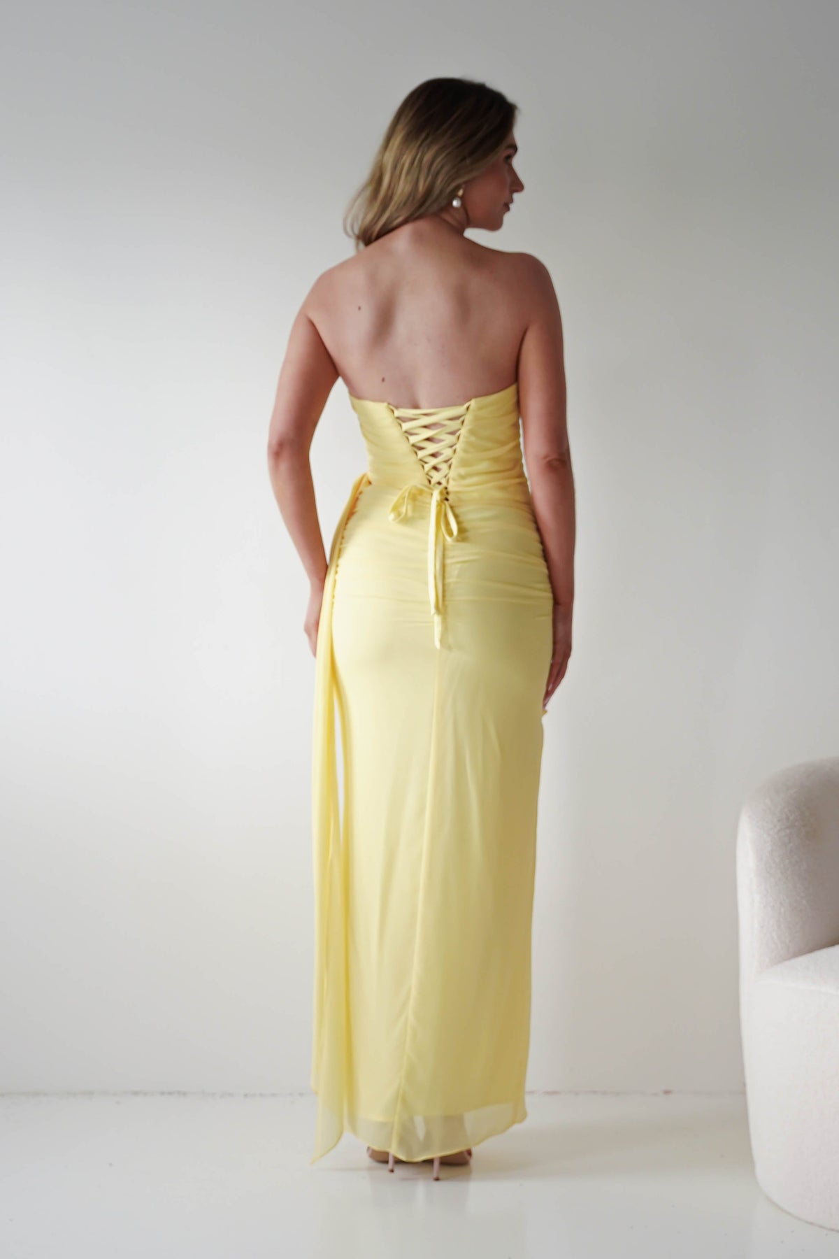 Finn Strapless Draped Maxi Dress | Yellow-Oh Hello Clothing