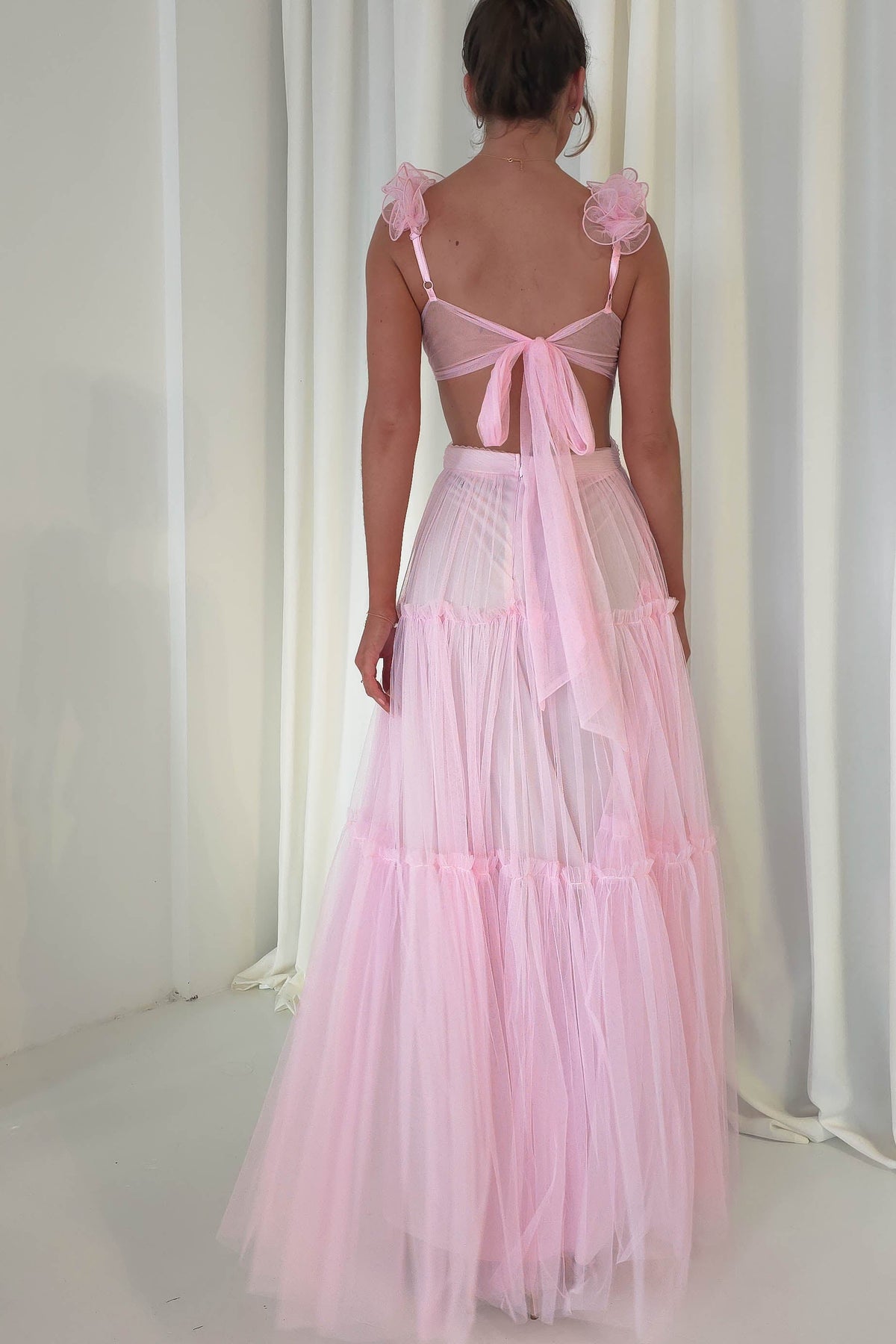 Galiena Ruffle Tulle Maxi Dress | Pink-Oh Hello Clothing