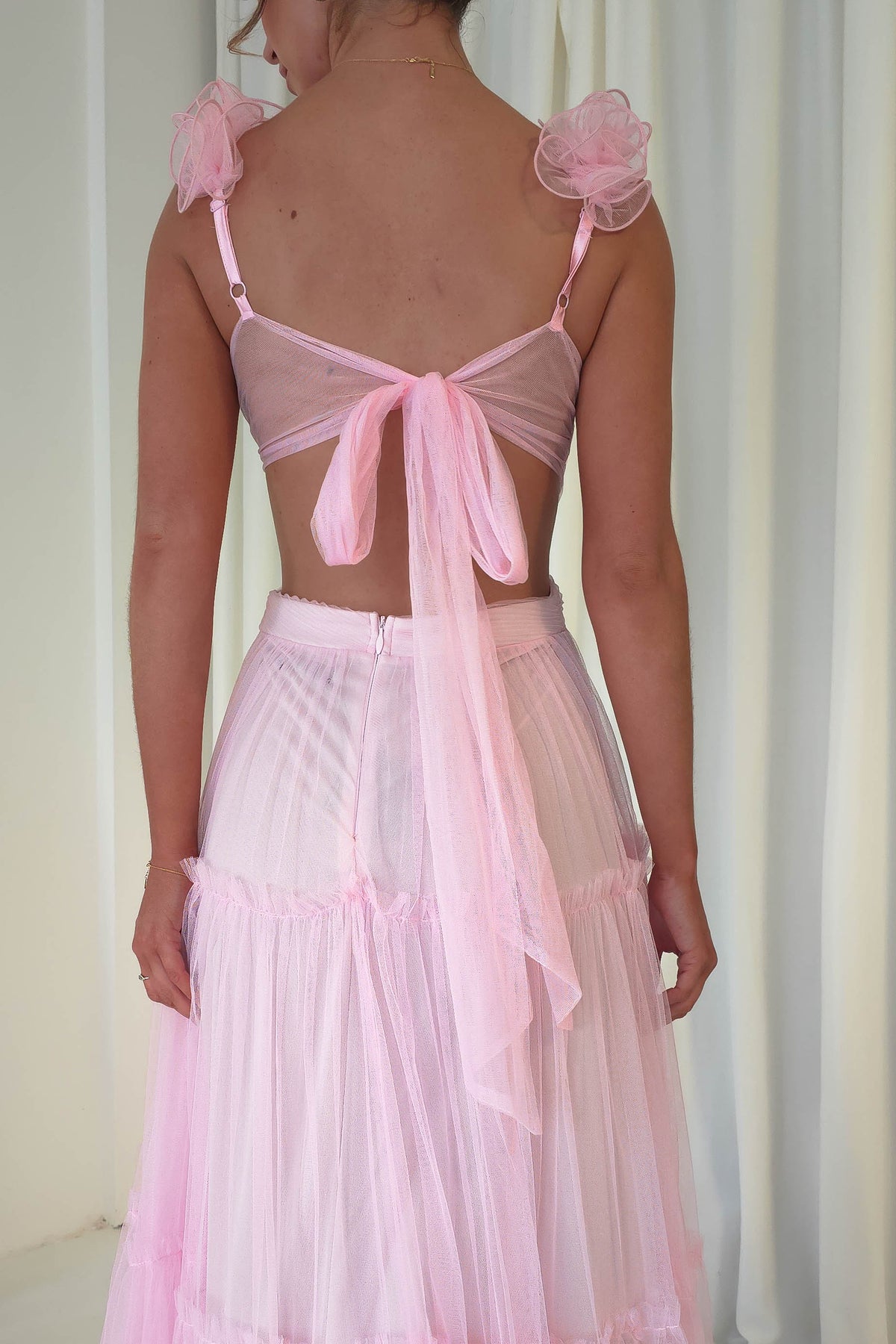 Galiena Ruffle Tulle Maxi Dress | Pink-Oh Hello Clothing