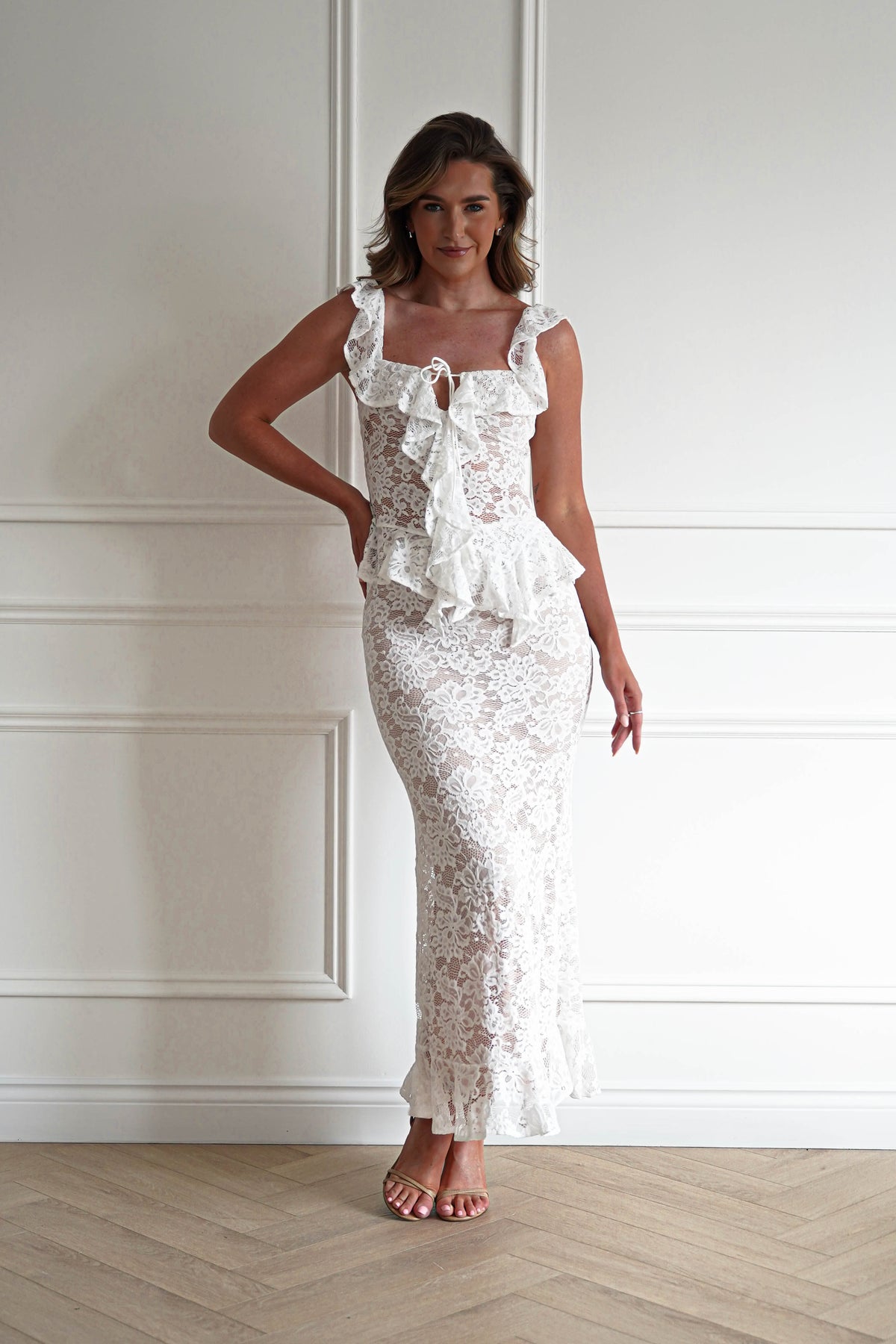 Hailey Lace Top and Skirt Set | Ivory/Nude/White-Oh Hello Clothing