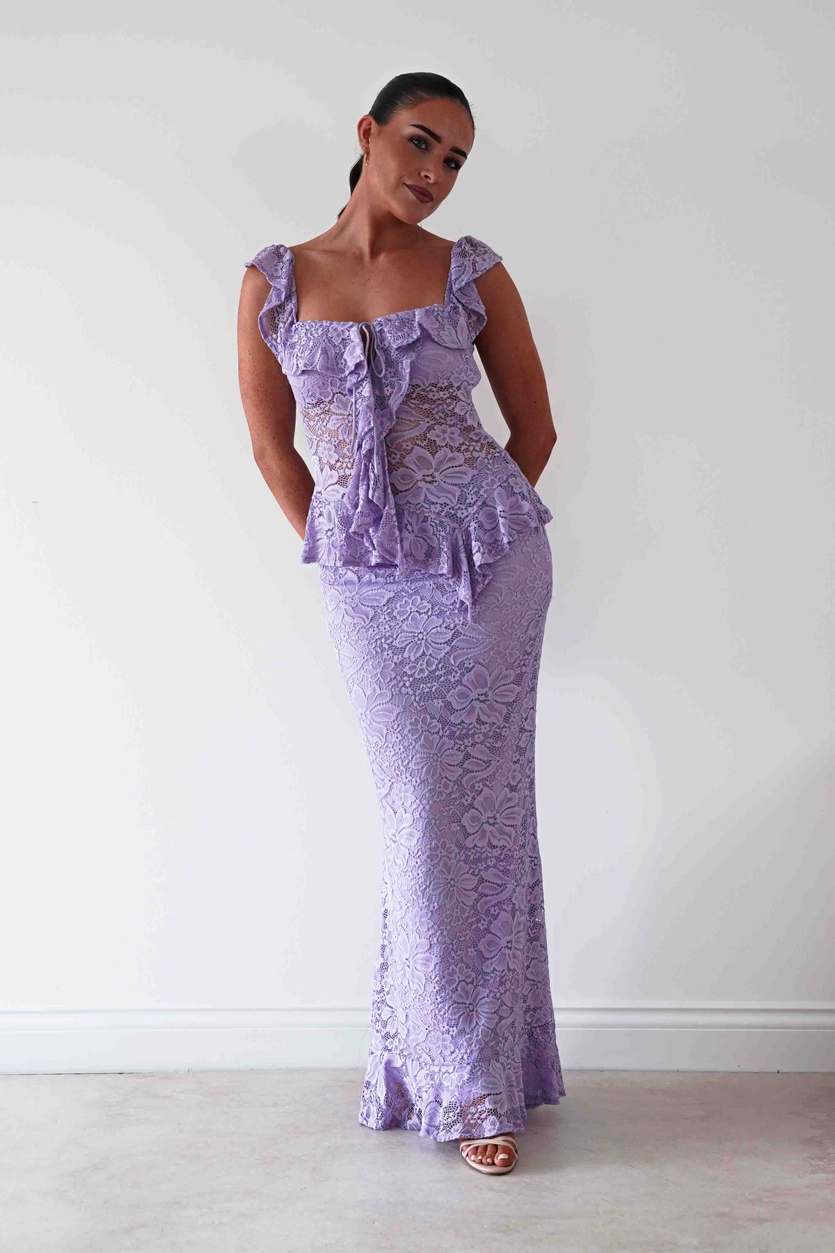 Hailey Lace Top and Skirt Set | Lilac-Oh Hello Clothing