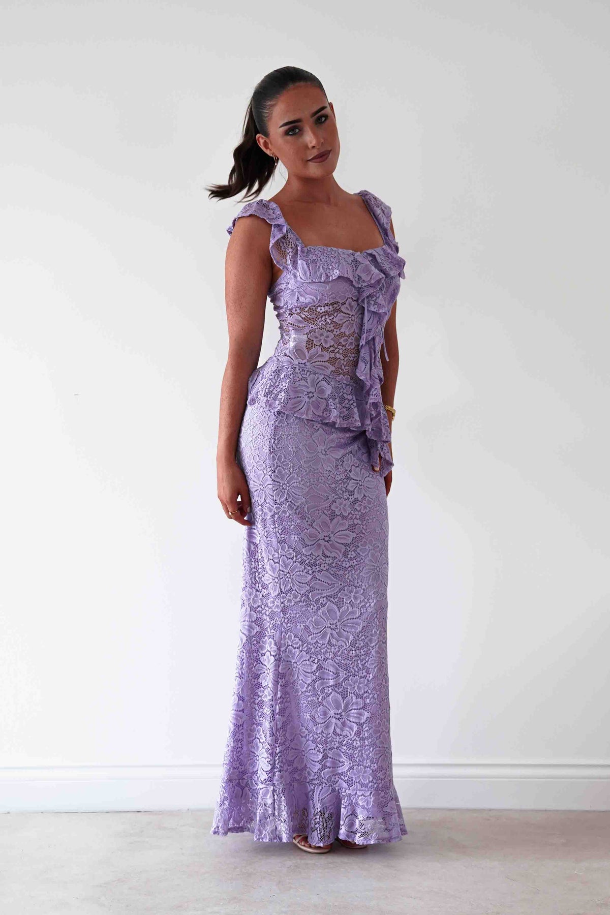 Hailey Lace Top and Skirt Set | Lilac-Oh Hello Clothing