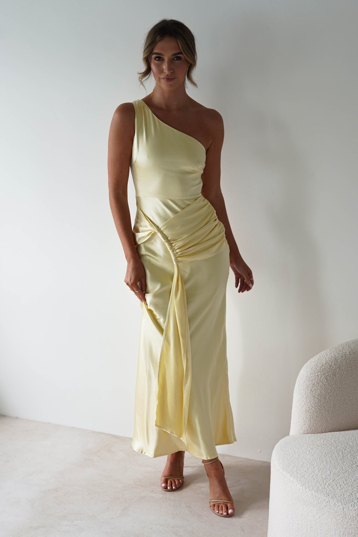 Harissa Soft Satin Maxi Dress | Yellow-Oh Hello Clothing