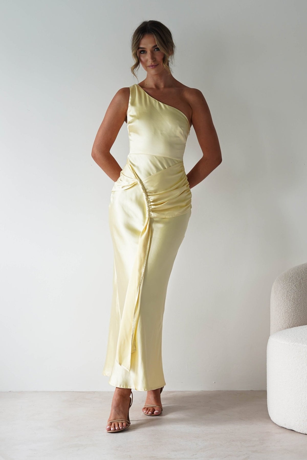 Harissa Soft Satin Maxi Dress | Yellow-Oh Hello Clothing