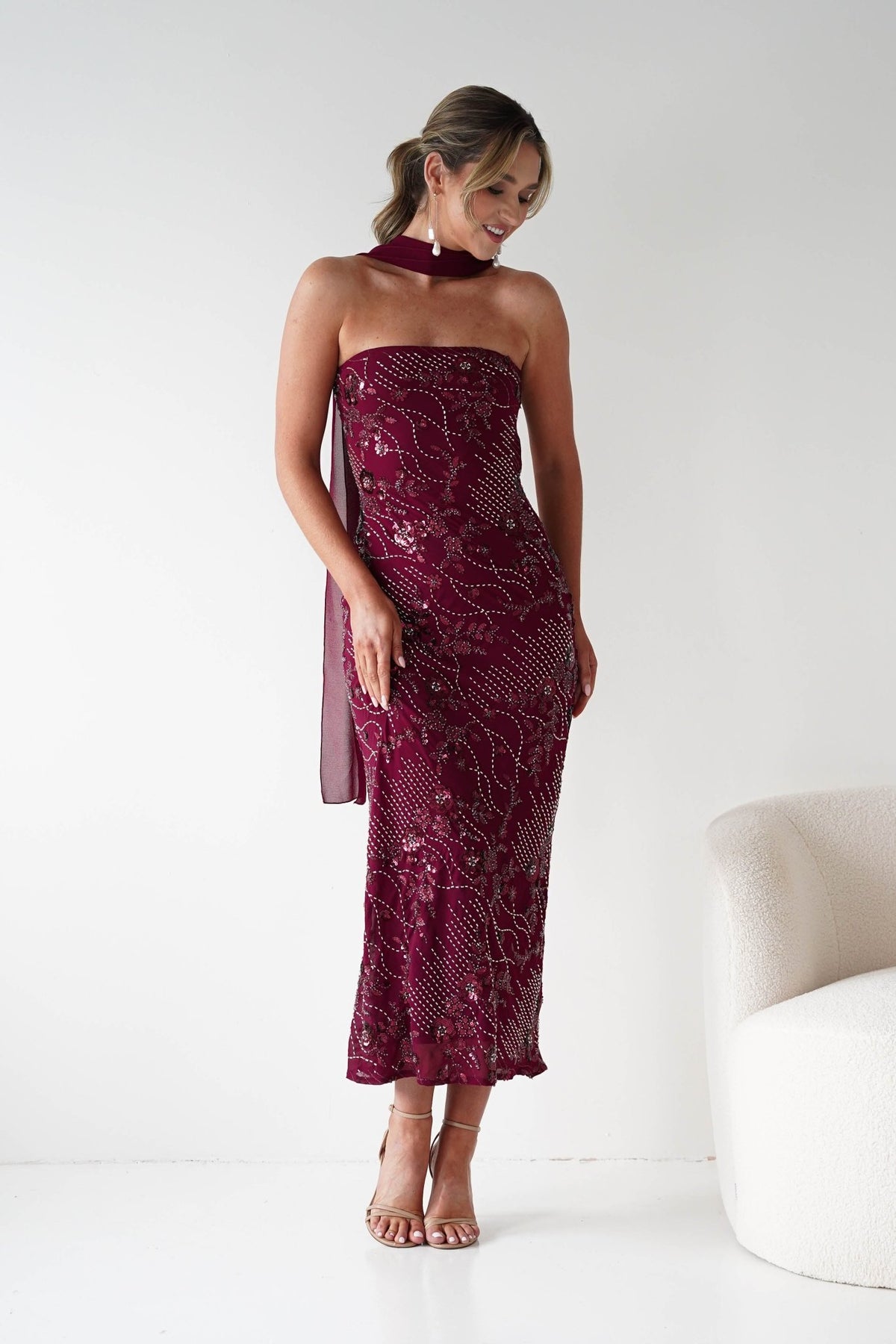 Hayleigh Beaded Strapless Maxi Dress | Wine-Oh Hello Clothing