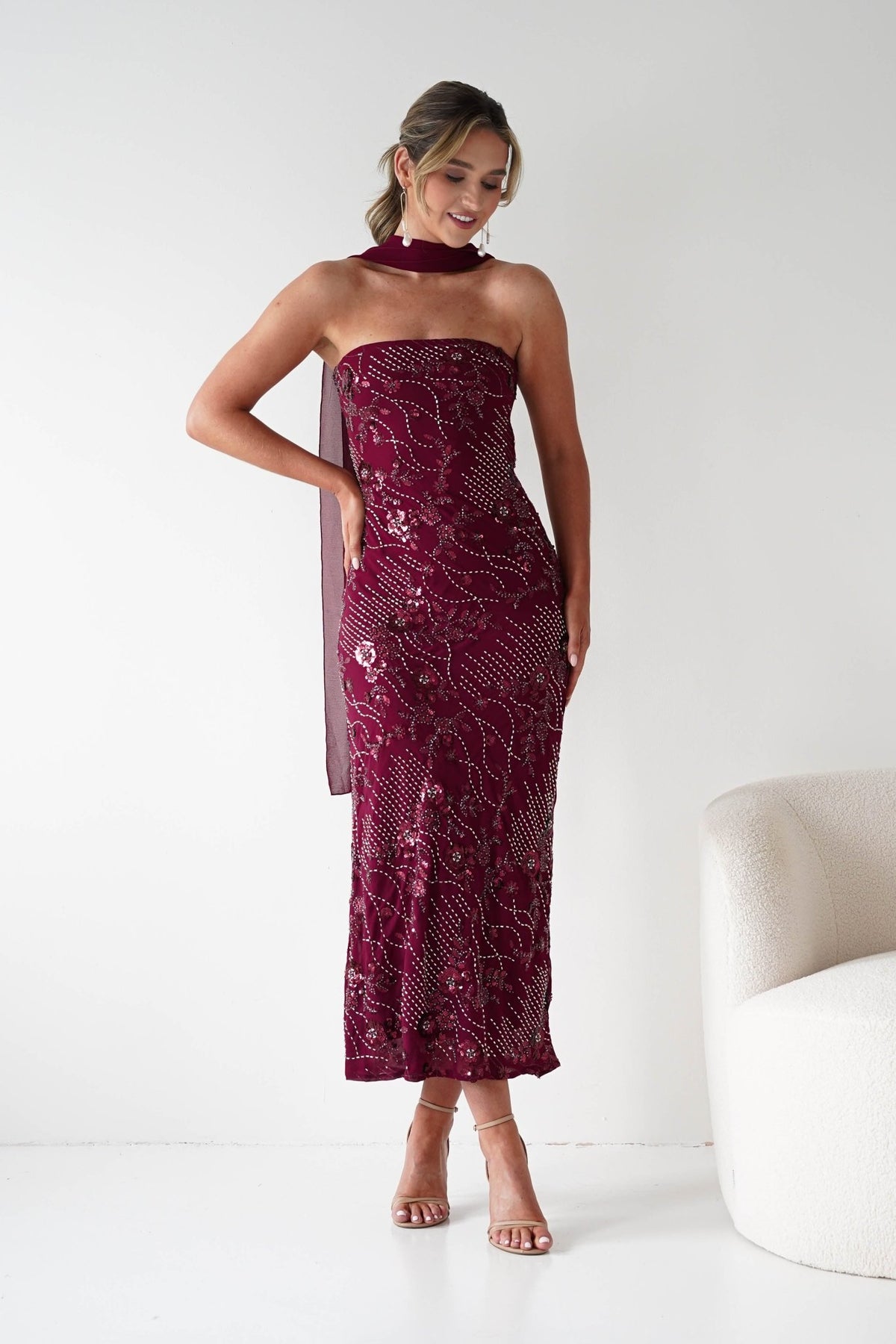 Hayleigh Beaded Strapless Maxi Dress | Wine-Oh Hello Clothing