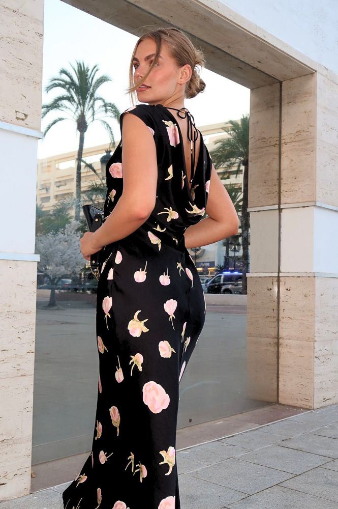 Hazel Soft Floral Maxi Dress | Black-Oh Hello Clothing