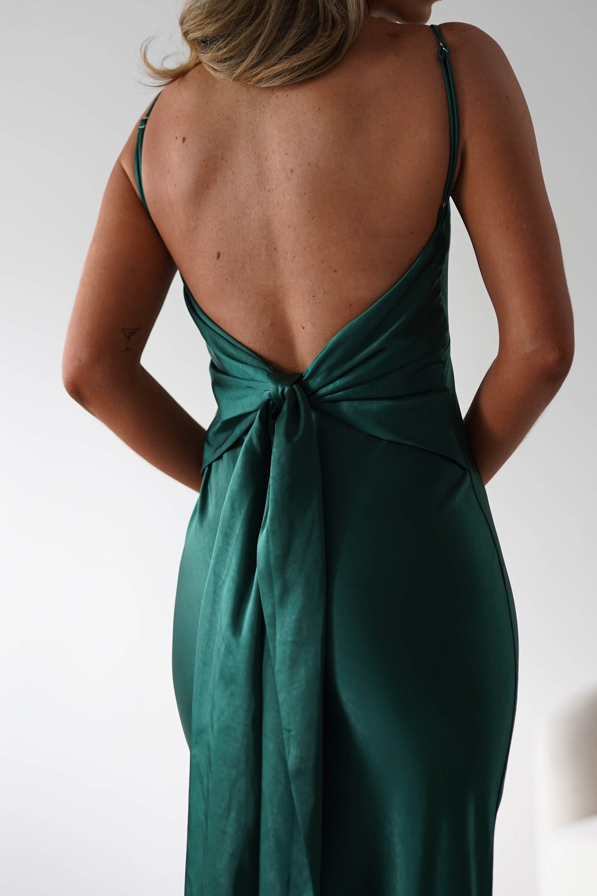 Hermie Silky Satin Maxi Dress | Forest Green-Oh Hello Clothing