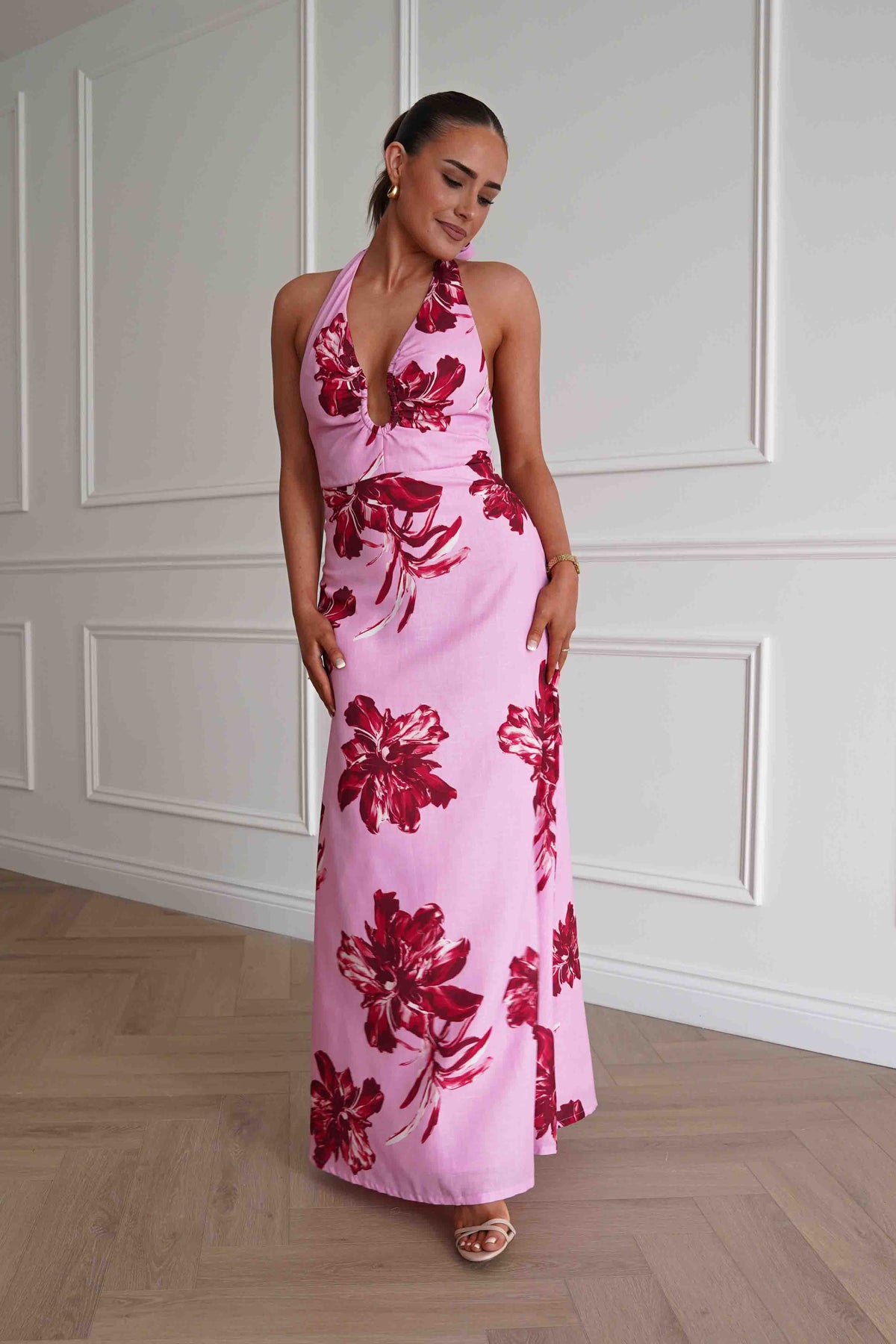 Hinata Woven Floral Maxi Dress | Pink-Oh Hello Clothing