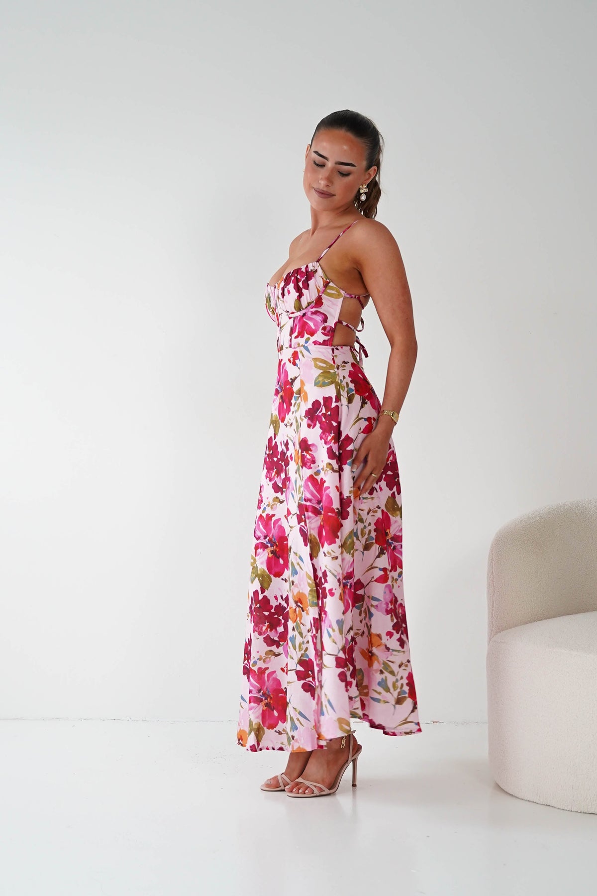Indie Floral Print Maxi Dress | Pink Print-Oh Hello Clothing