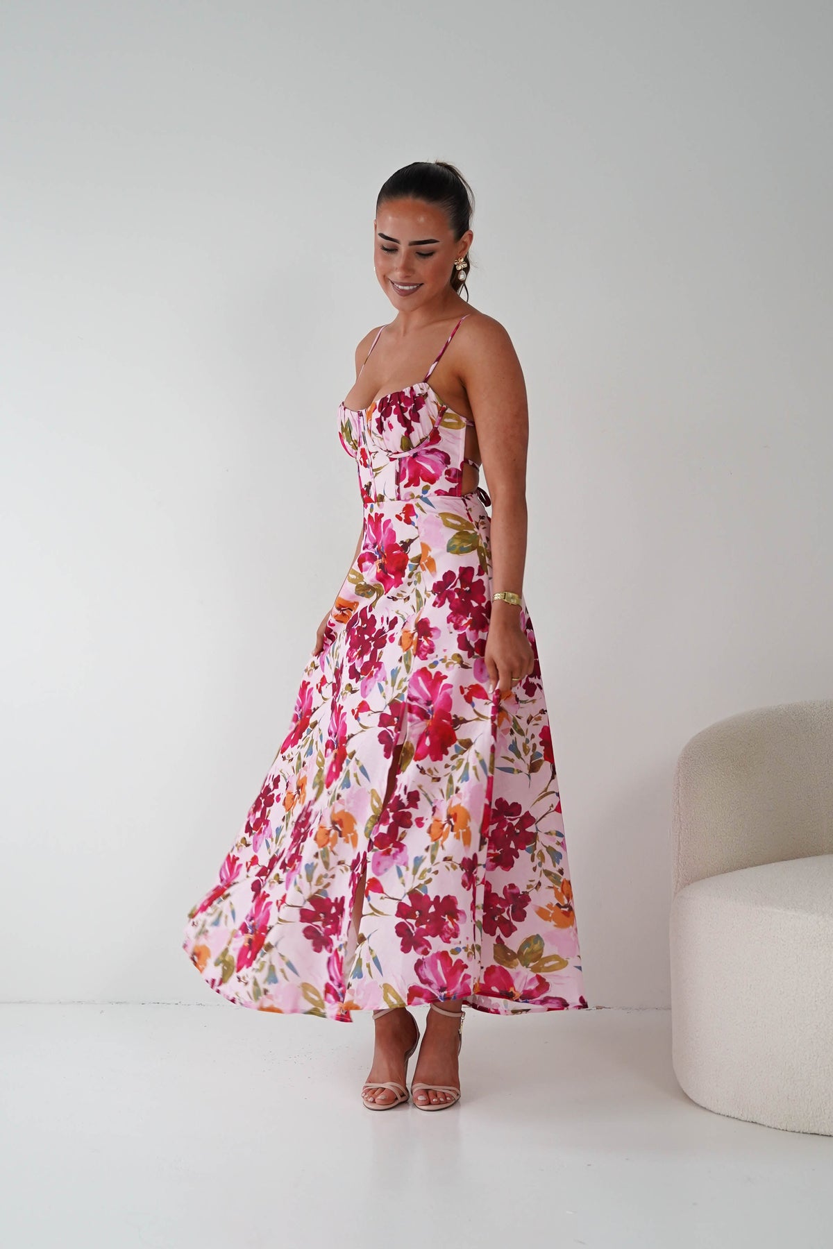 Indie Floral Print Maxi Dress | Pink Print-Oh Hello Clothing