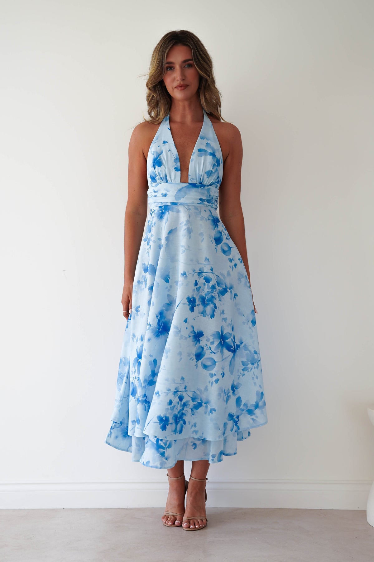 Izira Floral Print Midaxi Dress | Blue-Oh Hello Clothing