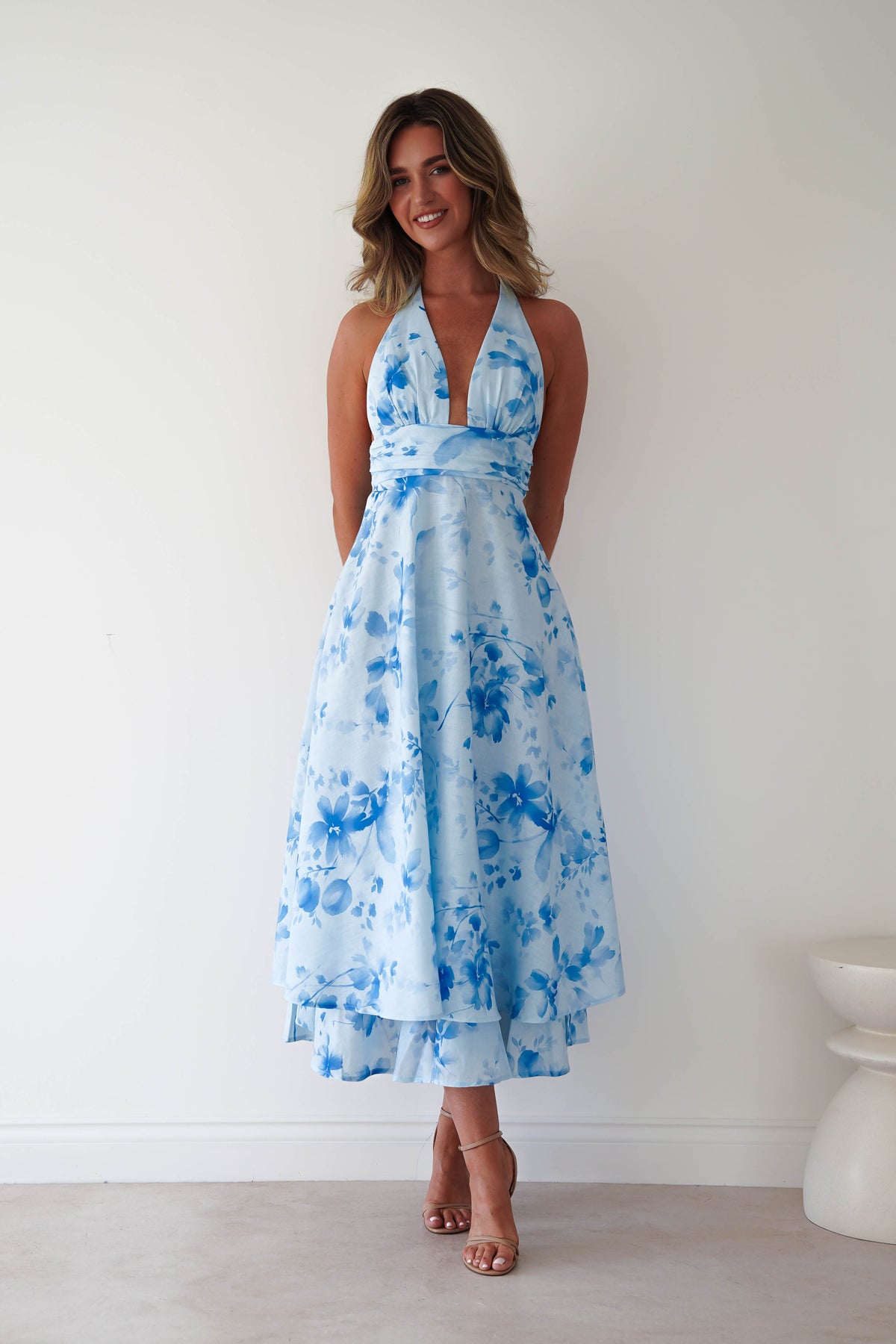 Izira Floral Print Midaxi Dress | Blue-Oh Hello Clothing