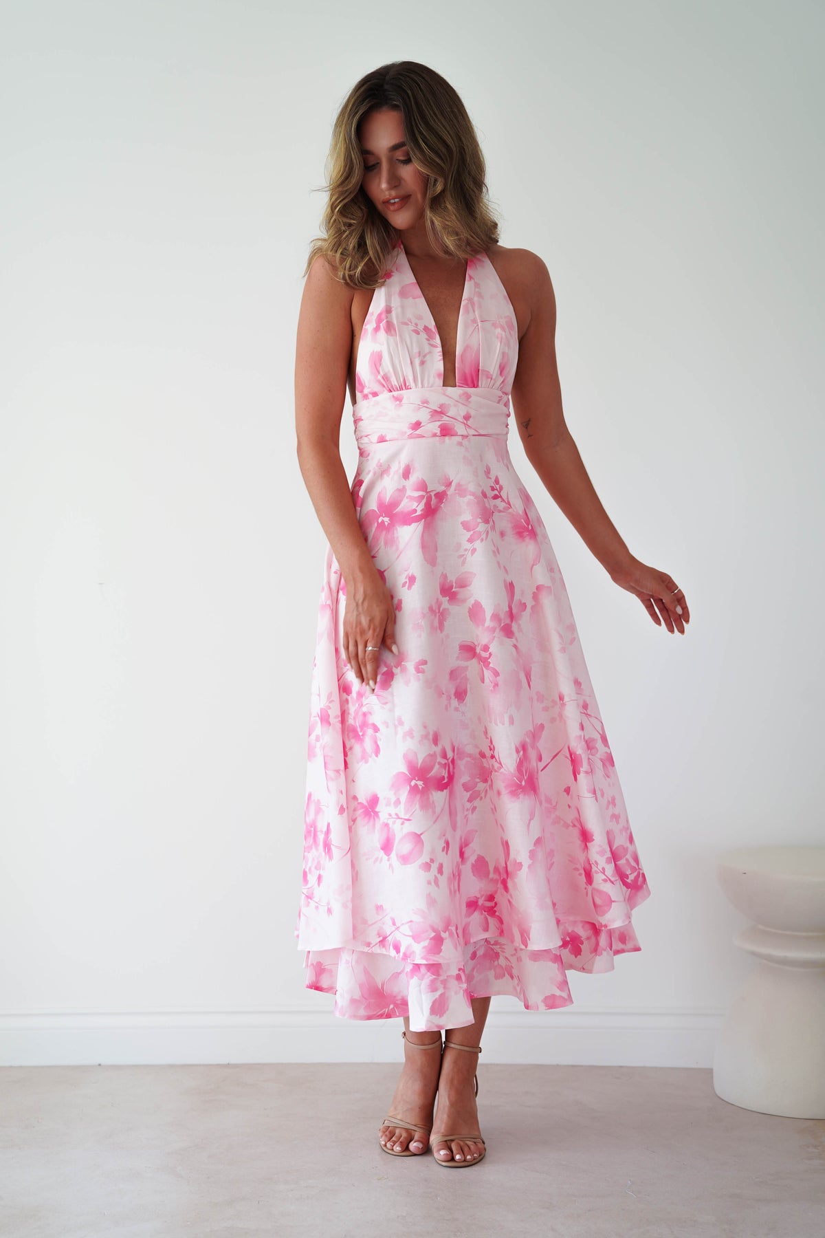 Izira Floral Print Midaxi Dress | Pink-Oh Hello Clothing