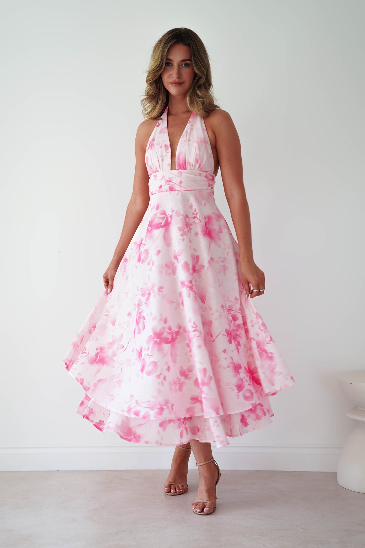 Izira Floral Print Midaxi Dress | Pink-Oh Hello Clothing