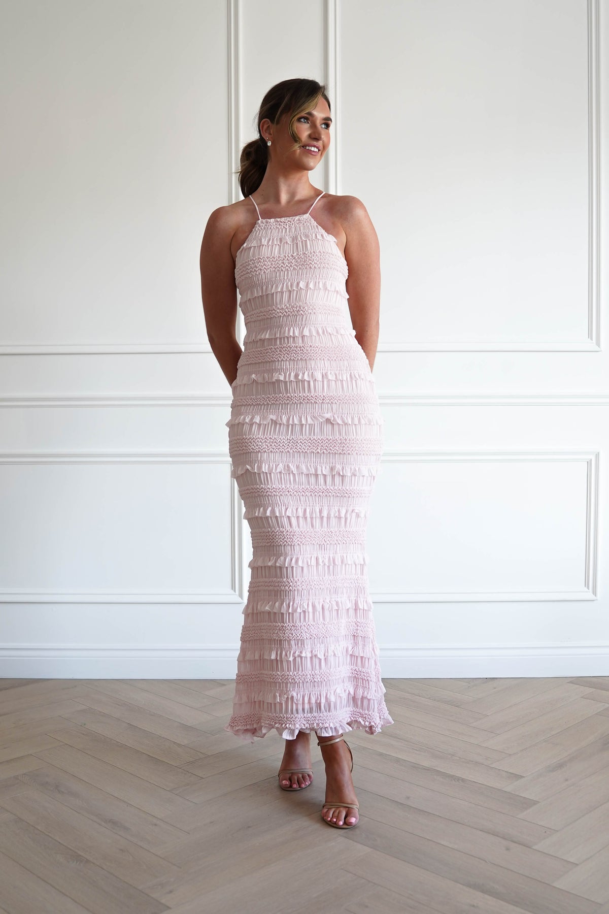 Jen Ruffle Bodycon Maxi Dress | Pink-Oh Hello Clothing