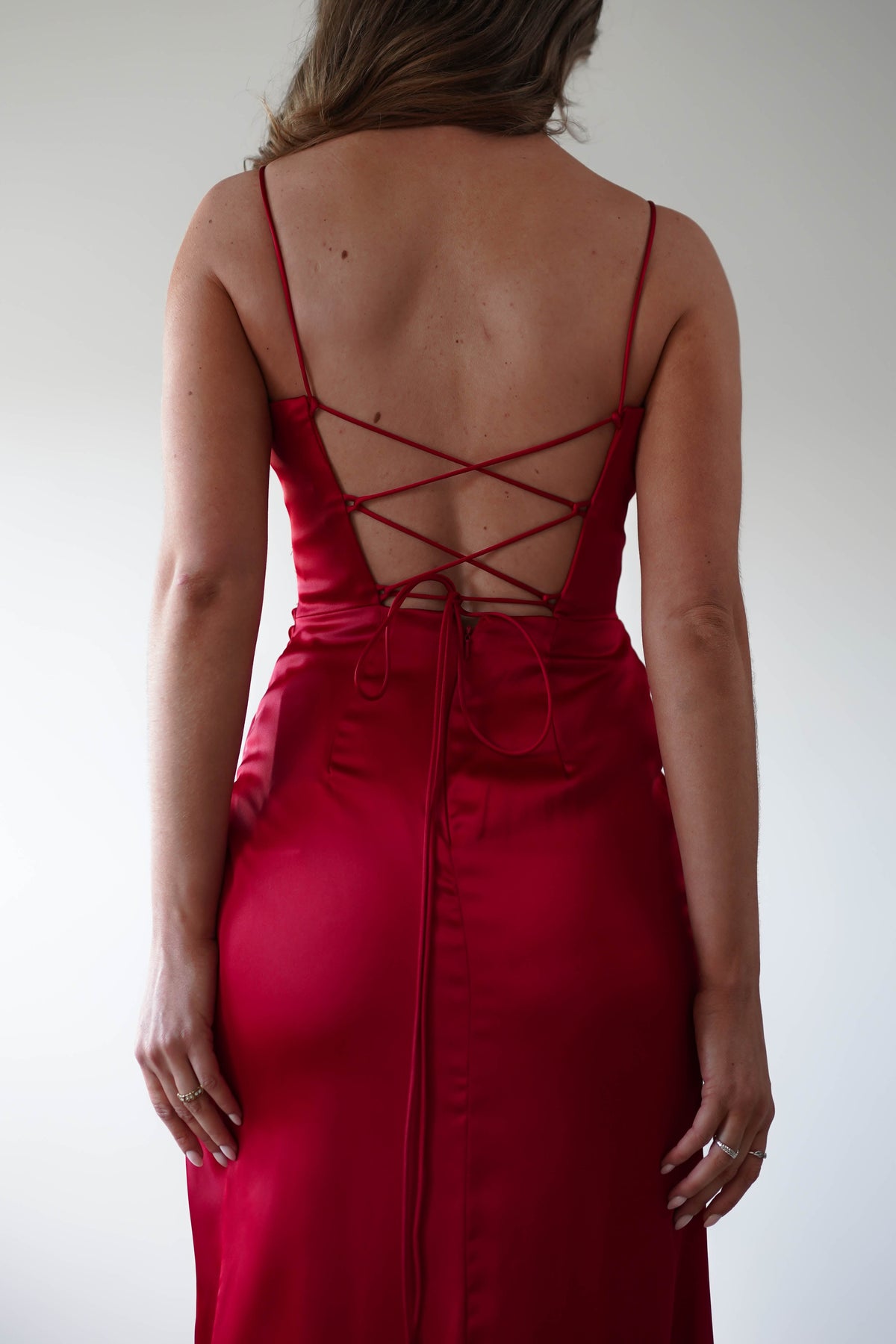 Julianne Corset Satin Gown | Red-Oh Hello Clothing