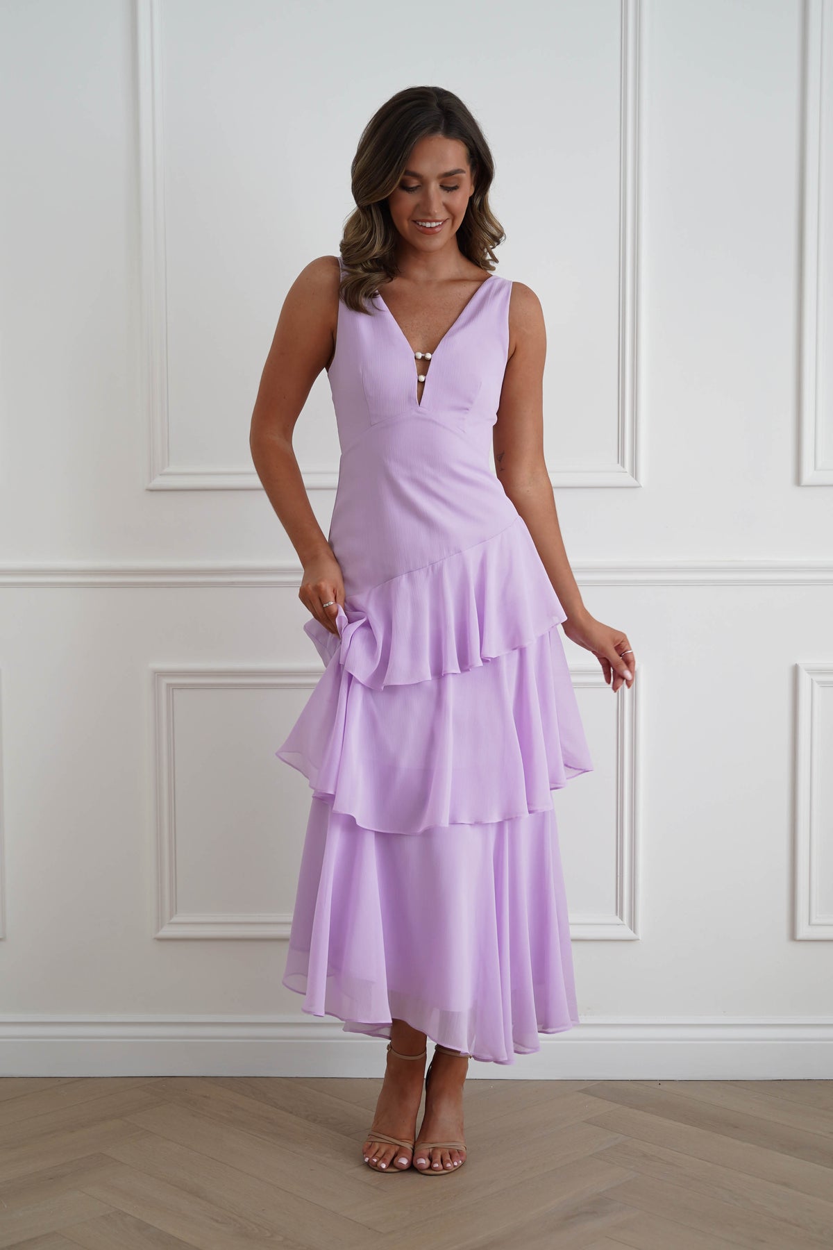 Karey Tiered Maxi Dress | Lilac-Oh Hello Clothing