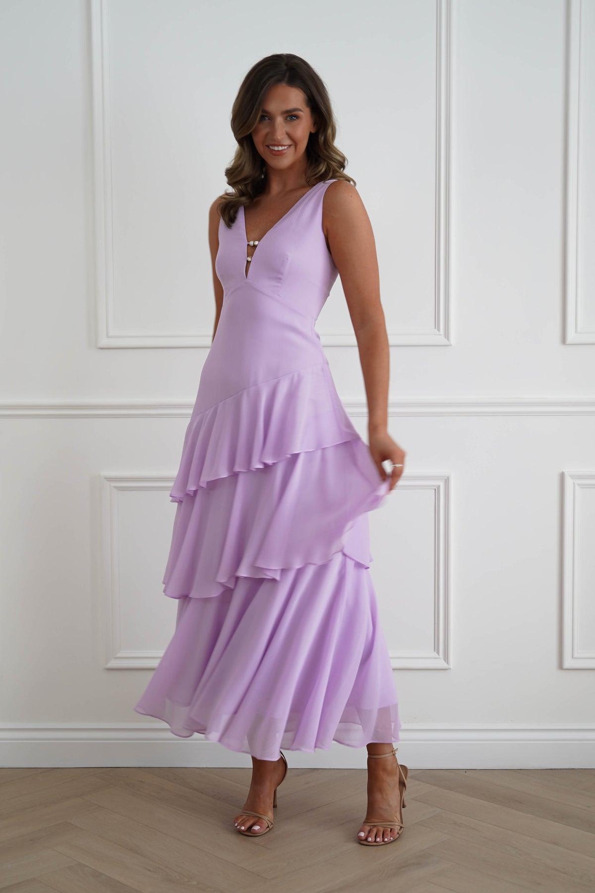 Karey Tiered Maxi Dress | Lilac-Oh Hello Clothing