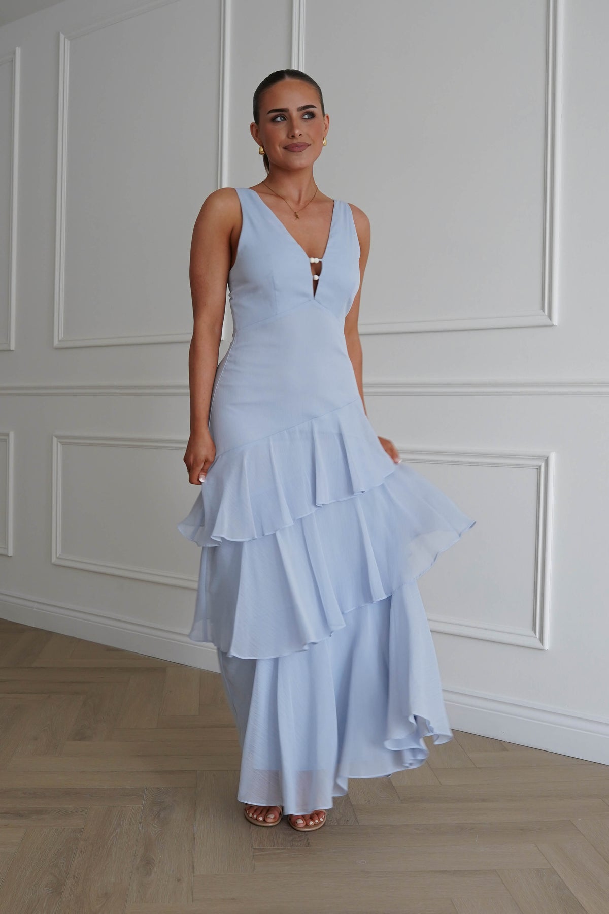 Karey Tiered Maxi Dress | Powder Blue-Oh Hello Clothing