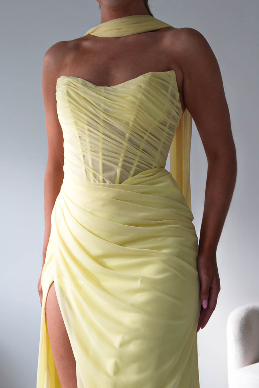Karianne Draped Ruched Bodice Gown | Yellow-Oh Hello Clothing