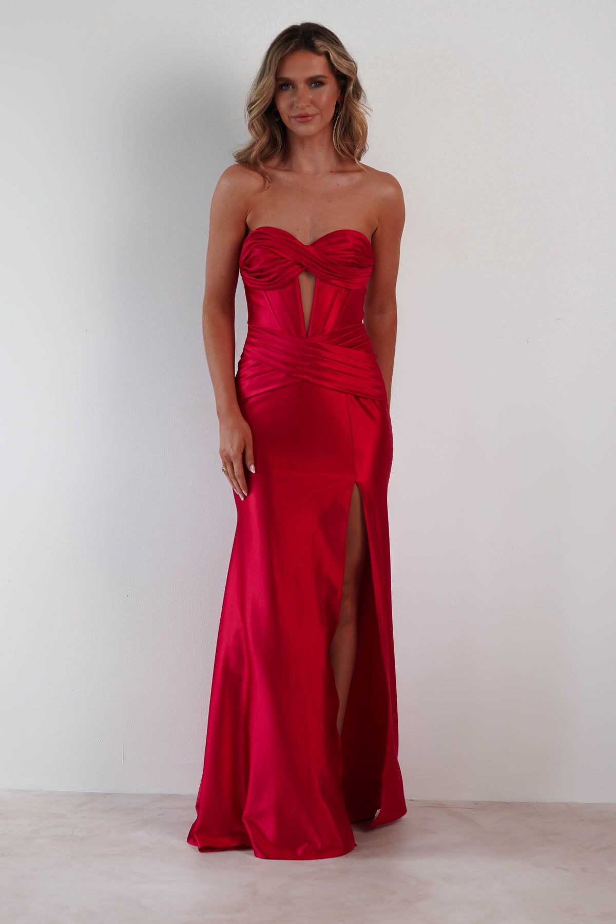 Karra Bodycon Strapless Gown | Red-Oh Hello Clothing