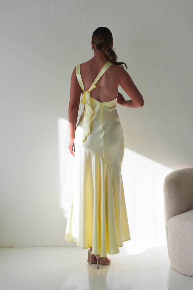 Klarisse Bias-Cut Satin Maxi Dress | Yellow-Oh Hello Clothing