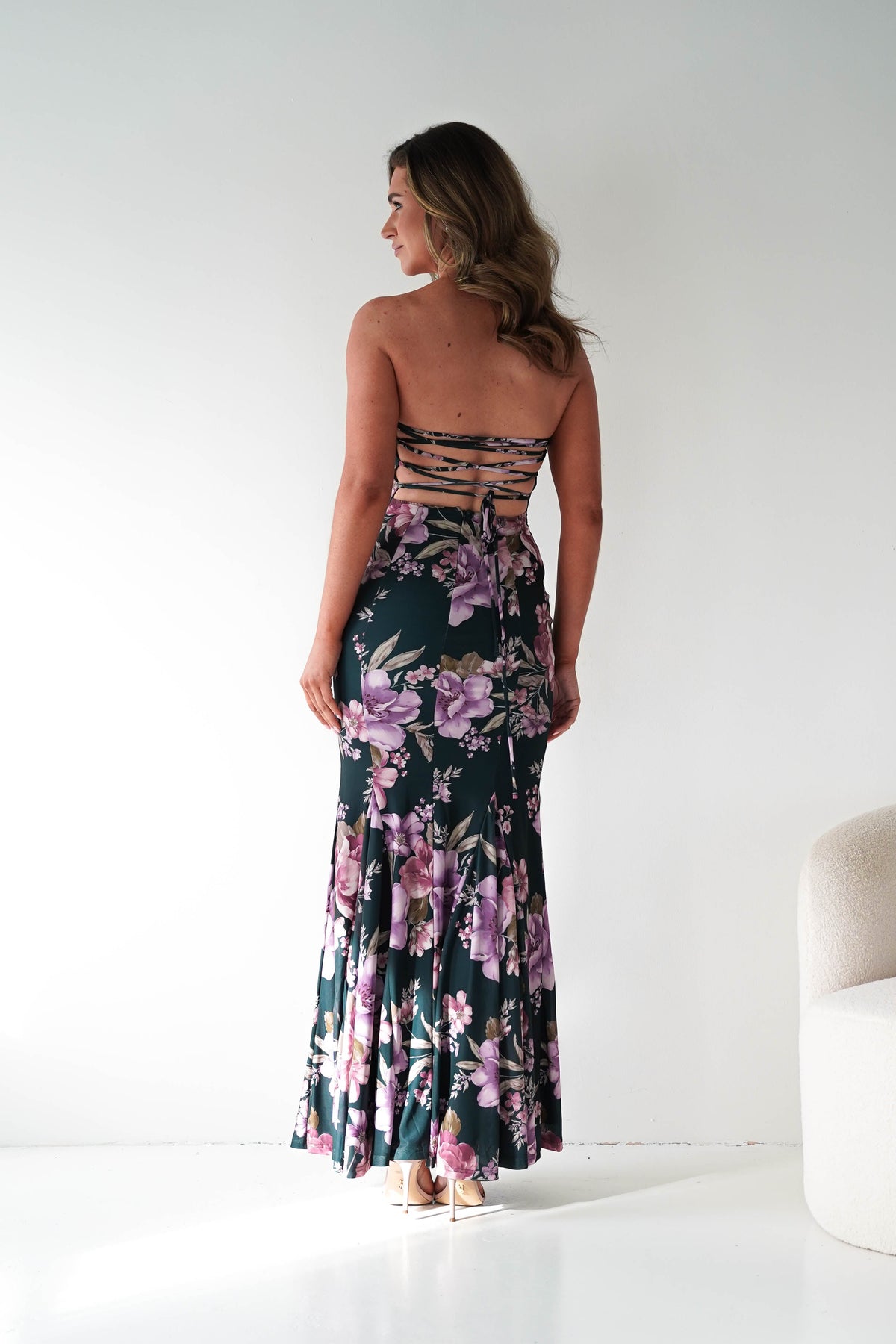 Lara Strapless Bodycon Floral Maxi Dress | Green-Oh Hello Clothing