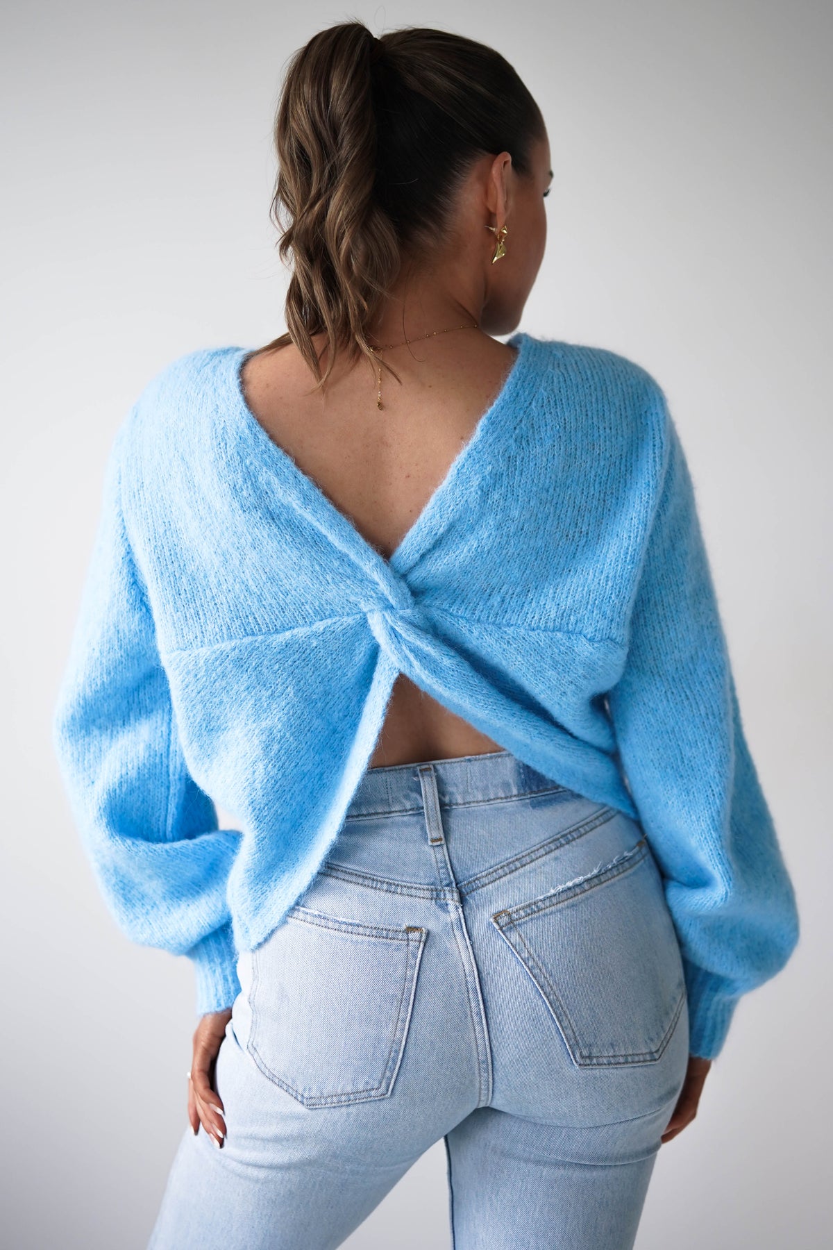 Larson Two Way Twist Knit Jumper | Blue-Oh Hello Clothing