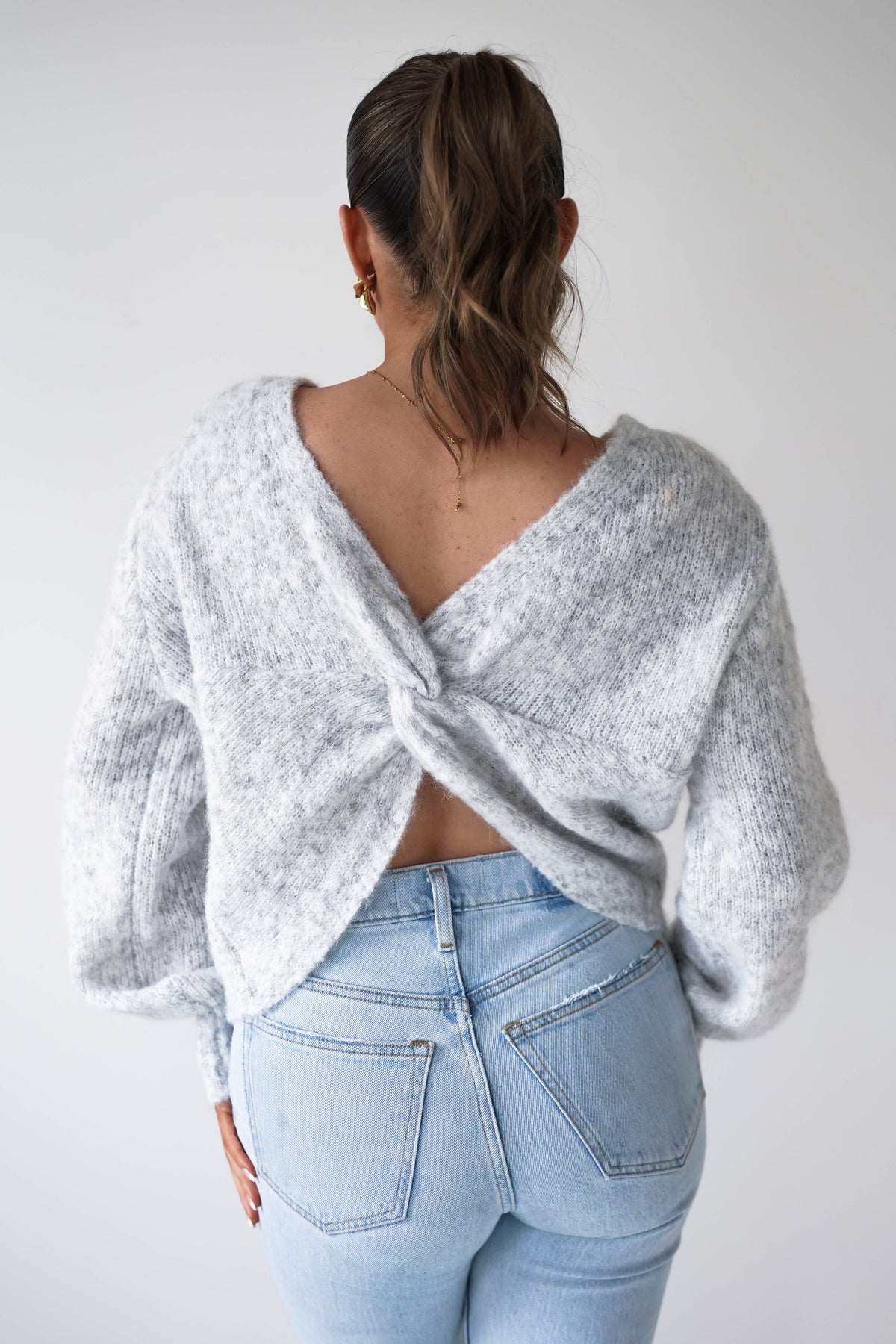 Larson Two Way Twist Knit Jumper | Grey-Oh Hello Clothing