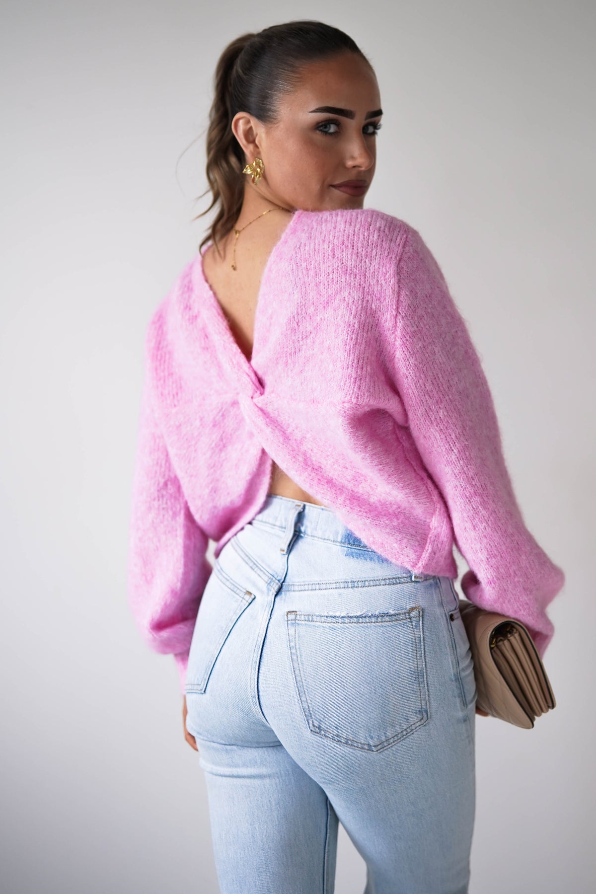 Larson Two Way Twist Knit Jumper | Pink-Oh Hello Clothing